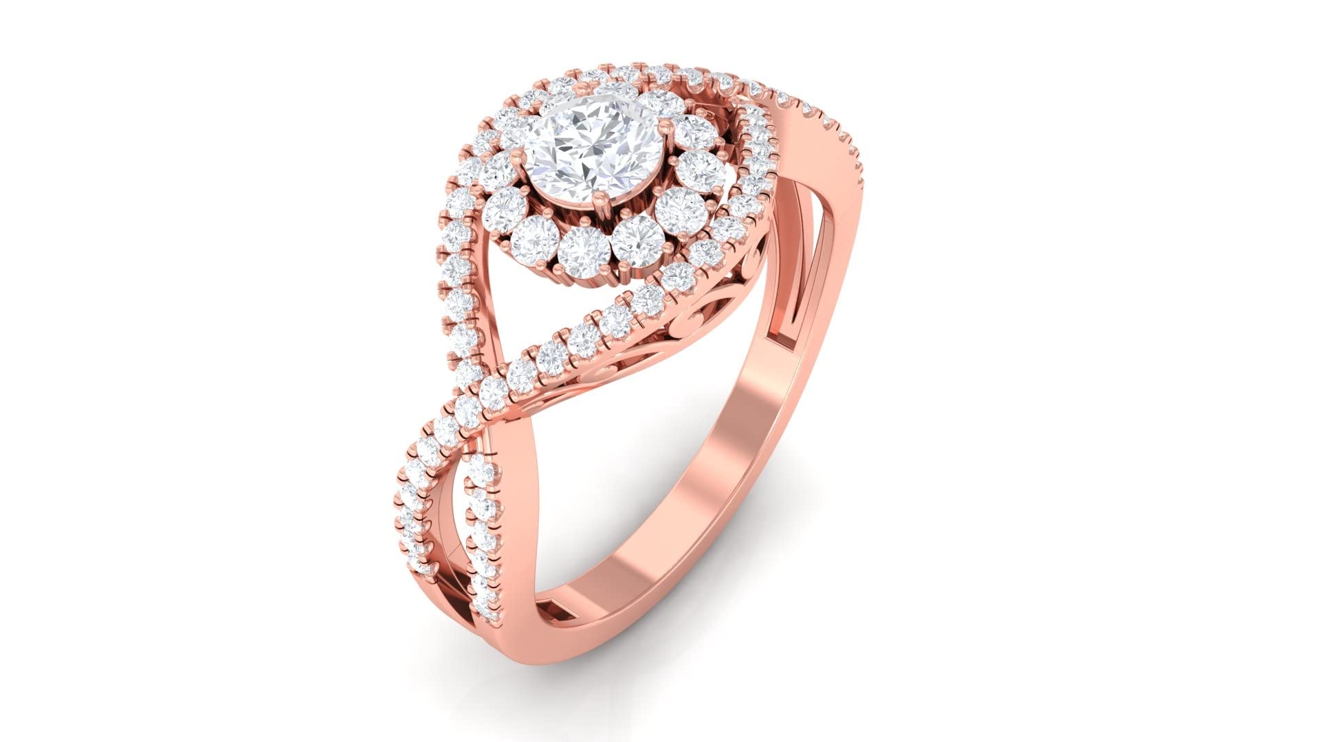 1 CT Diamond Engagement Ring for Women - 14K Solid Gold Designer Crossover Engagement Ring with Sparkling Diamond | Perfect for Proposals, Anniversaries & Special Occasions