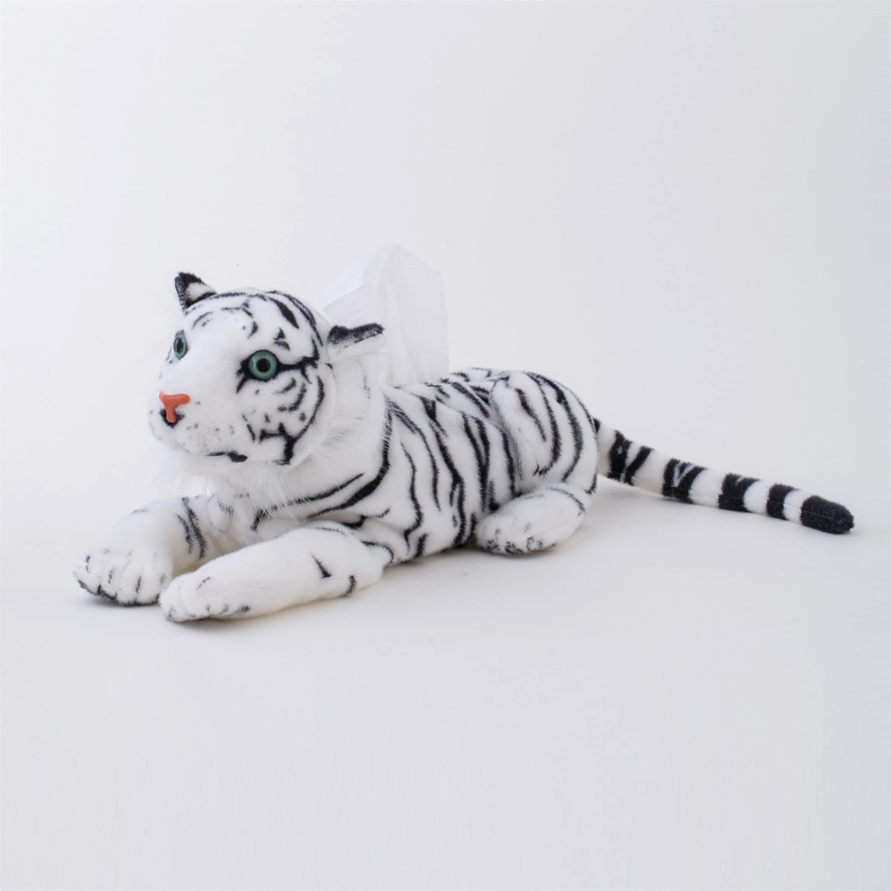 Soft Plush Tiger Stuffed Animal Tissue Box Cover - Cute White Tiger Decorative Holder for Living Room, Office Desk, Nightstand & Vanity | Home Decor Gift Idea for Animal Lovers