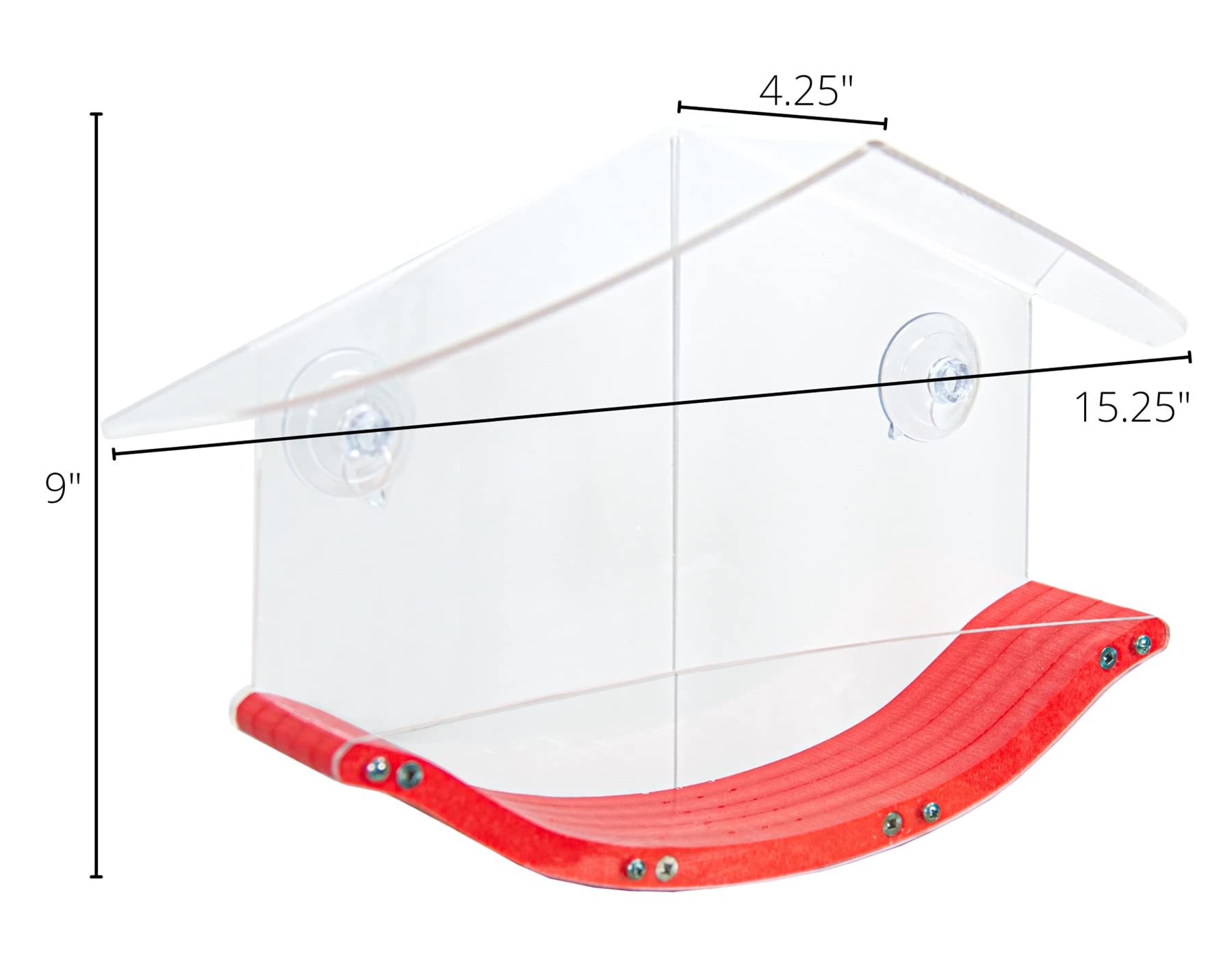 JC's Wildlife Swoop Recycled Poly Lumber Window Bird Feeder - 2 Cups Capacity, Durable Eco-Friendly Red Bird Feeder for Cardinals, Finches & Wild Birds - Perfect for Home, Garden & Backyard Bird Watching