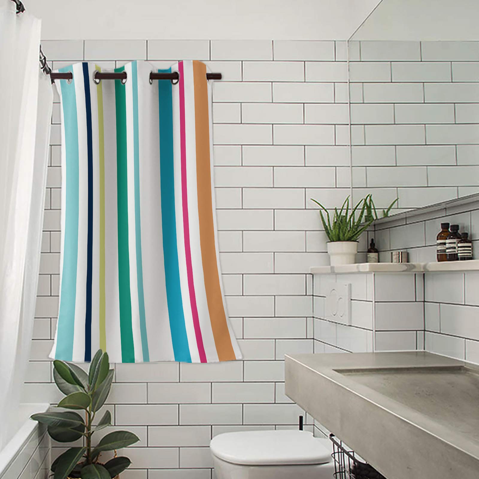 Blackout Curtains for Bedroom & Living Room - Thermal Insulated Room Darkening Window Curtains with Colorful Stripe Grommet Design, 52x63 Inches - Perfect for Kids Room, Nursery & Home Theater Light Blocking
