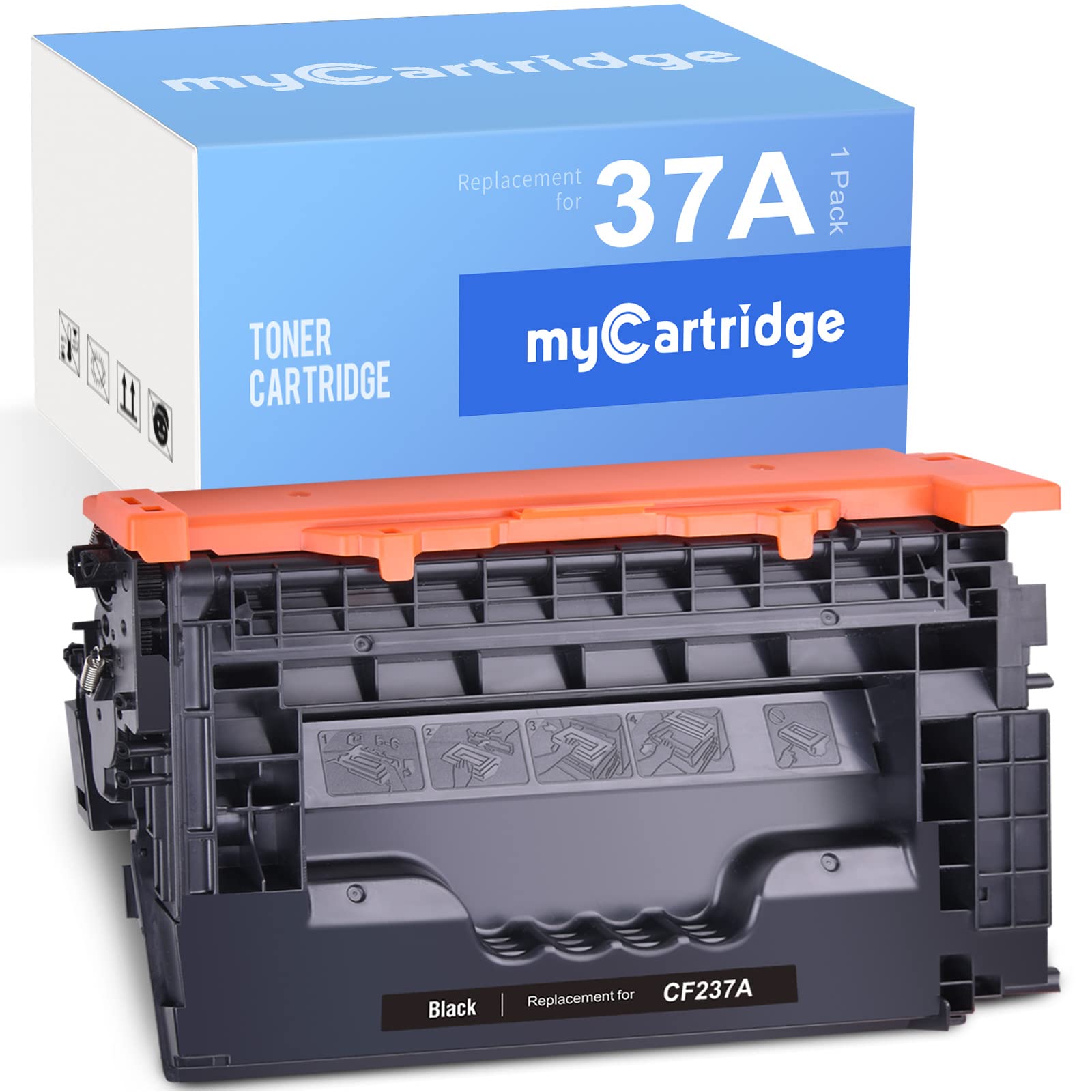 myCartridge 37A Compatible Toner Cartridge Replacement for HP 37A/CF237A/37X/CF237X - Works with HP LaserJet Enterprise M607n/M607dn/M608dn/M680n/M608x/M609d/M609dh/M609dn Printers - High-Yield Black Toner for Office & Business Printing Needs