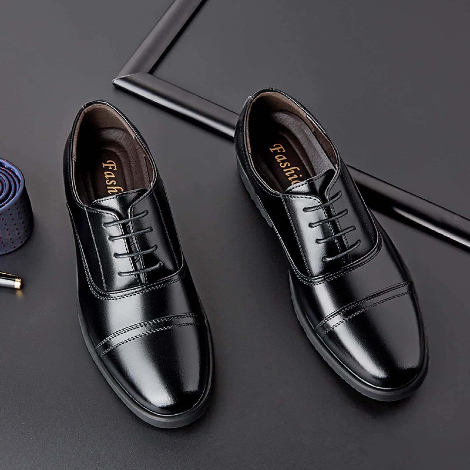 Men's Comfortable PU Leather Oxford Shoes - Business Formal & Casual Lace Up Dress Shoes for Office Work | Perfect for Business Meetings, Weddings & Daily Wear