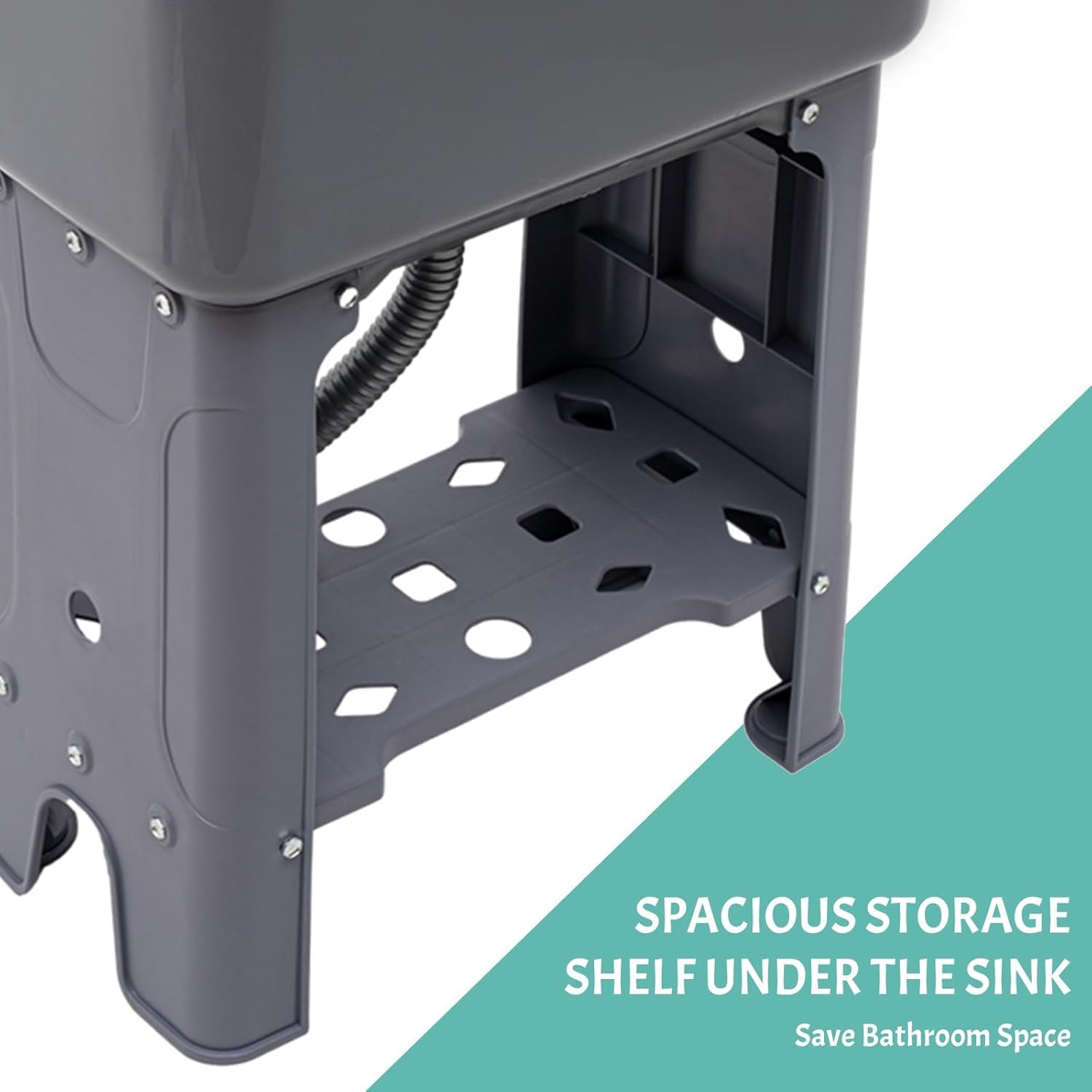 Freestanding Laundry Sink with Washboard - Plastic Utility Tub for Garage, Basement & Garden Use