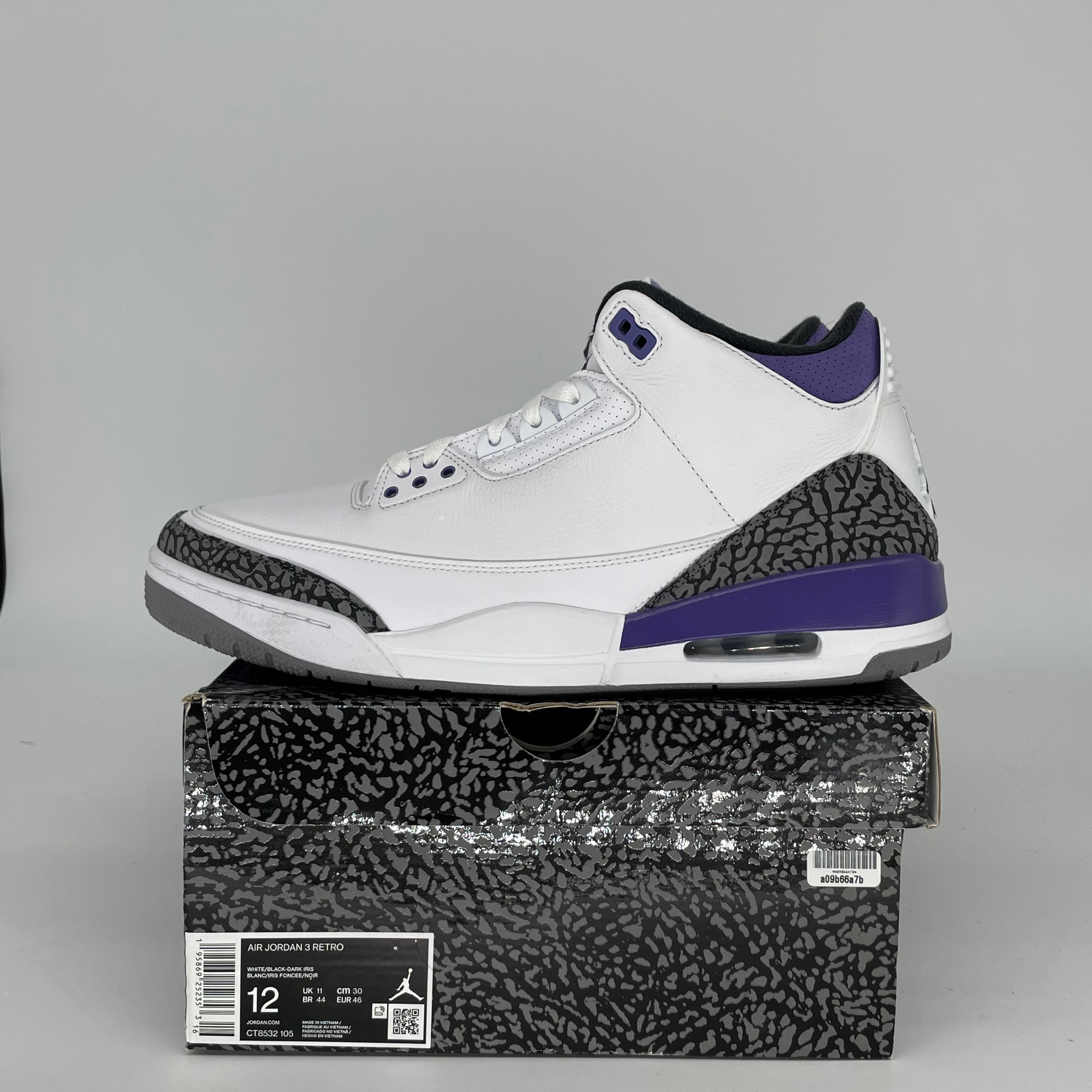 AIR JORDAN 3 DARK IRIS Men's Basketball Shoes - Size 12 (CT8532-105) | Retro Sneakers for Sports, Streetwear & Casual Wear