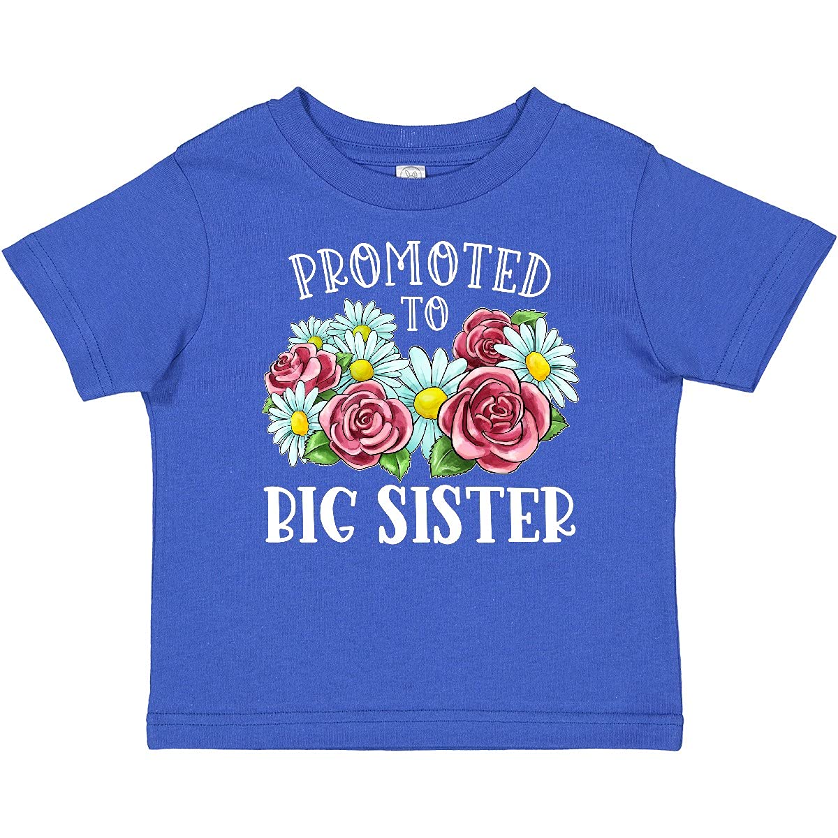 Inktastic Big Sister with Flowers Baby T-Shirt - Cute Floral Design for Toddler Girls - Perfect for Sibling Announcement, Newborn Photo Shoots & Family Matching Outfits