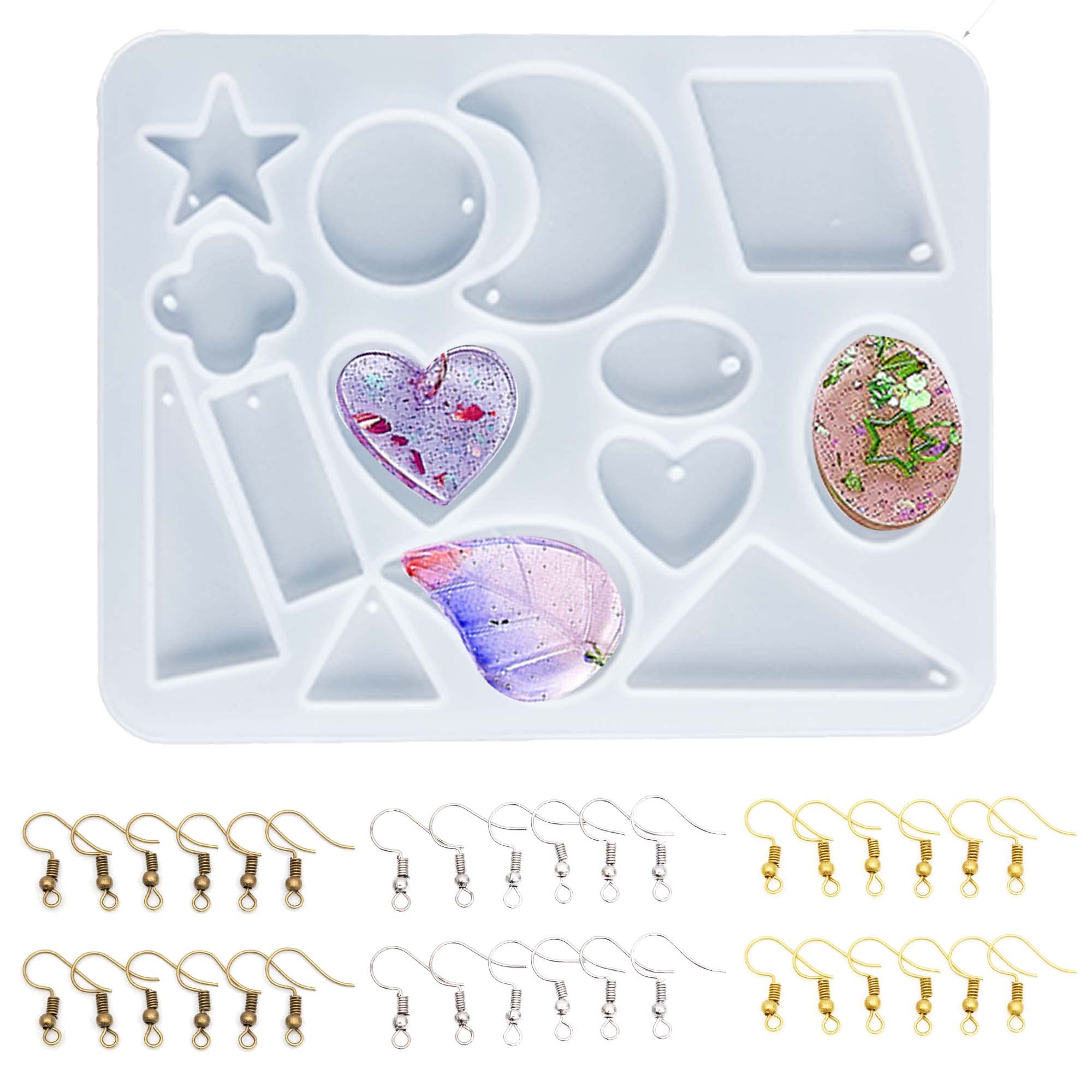 Premium Silicone Earring Molds for Resin Jewelry Making - Moon, Leaf, Star & Sun Pendant DIY Craft Molds | Perfect for Handmade Earrings, Gifts & Jewelry Business