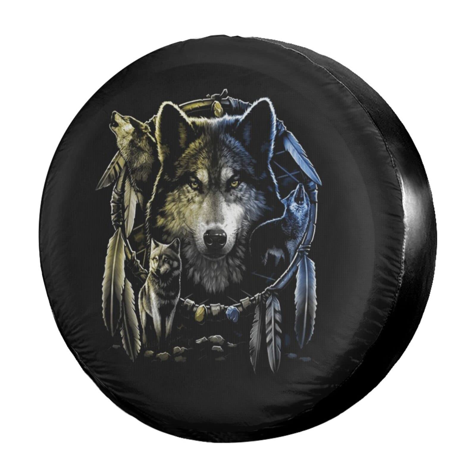 Cool Wolf Design Spare Tire Cover - 17 Inch Dust-Proof Wheel Protector for Trailers, RVs, SUVs & Vehicles | Outdoor Adventure & Road Trip Accessory