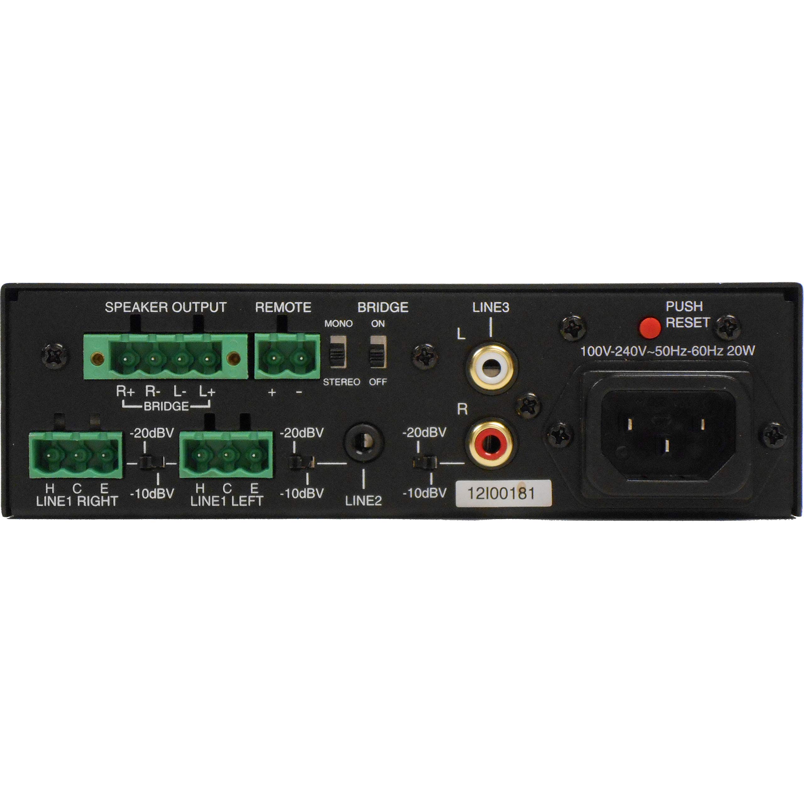TOA Electronics TOA-AV-20D Standard Micro Amplifier - Compact Audio Power Amplifier for PA Systems, Background Music & Public Address - Perfect for Schools, Churches & Conference Rooms