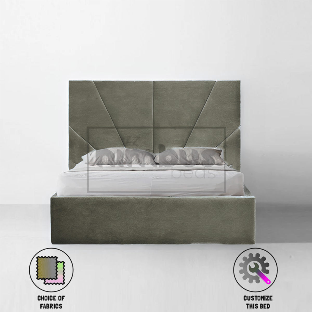 Modern Sunset Bed Frame - Queen Size Wooden Platform Bed with Headboard & Storage - Perfect for Bedroom, Guest Room & Small Spaces