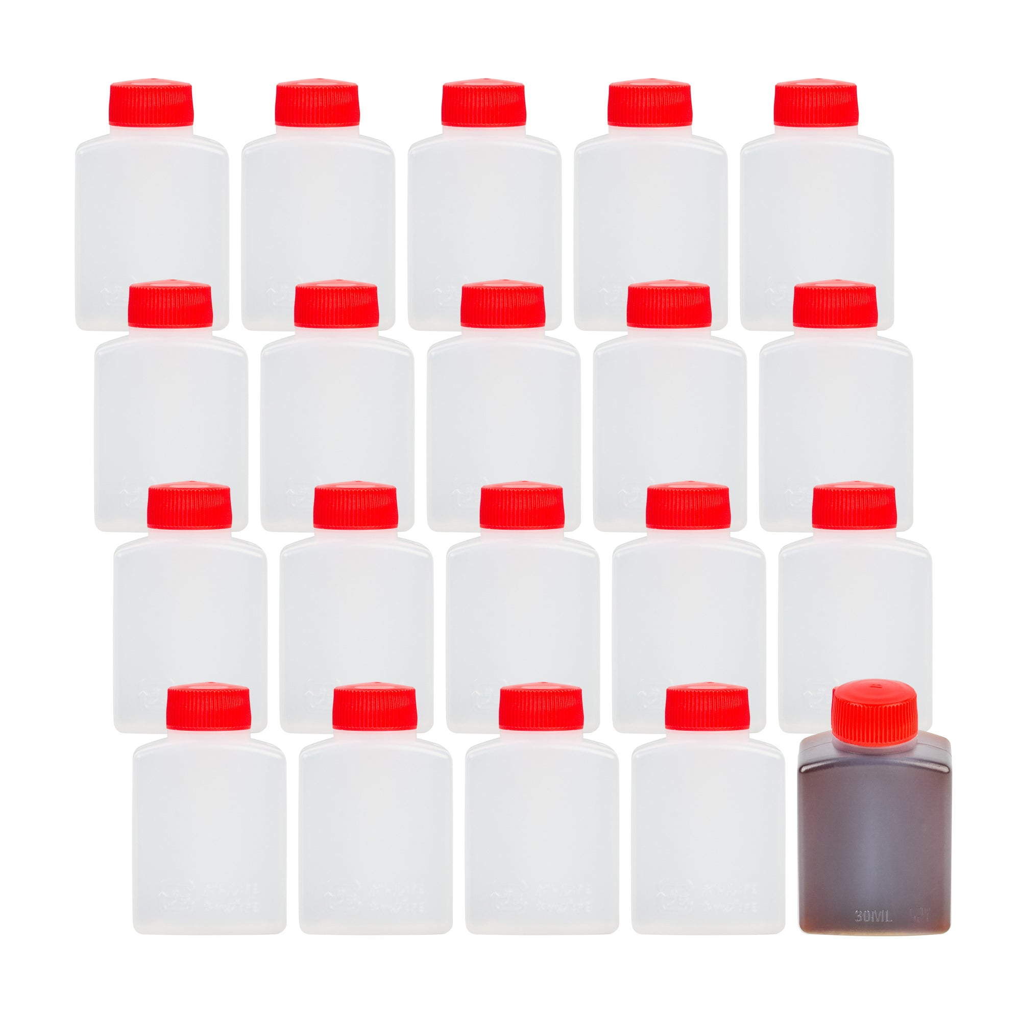 Bento Tek 1 oz Clear Plastic Soy Sauce Bottles with Red Caps (Pack of 1000) - Perfect for Restaurants, Sushi Bars & Home Meal Prep - 1.5