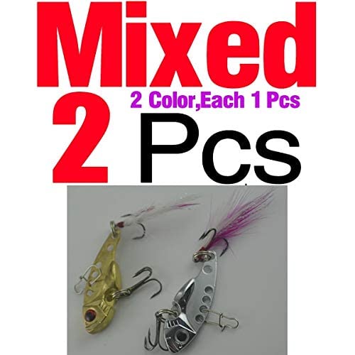 WorldCare® 2-Pack 7.5G Zinc Alloy Hard Fishing Lures - Sub VIB with Treble Hooks, 2 Colors Options (Gold/Other) - Perfect for Bass, Trout & Freshwater Fishing