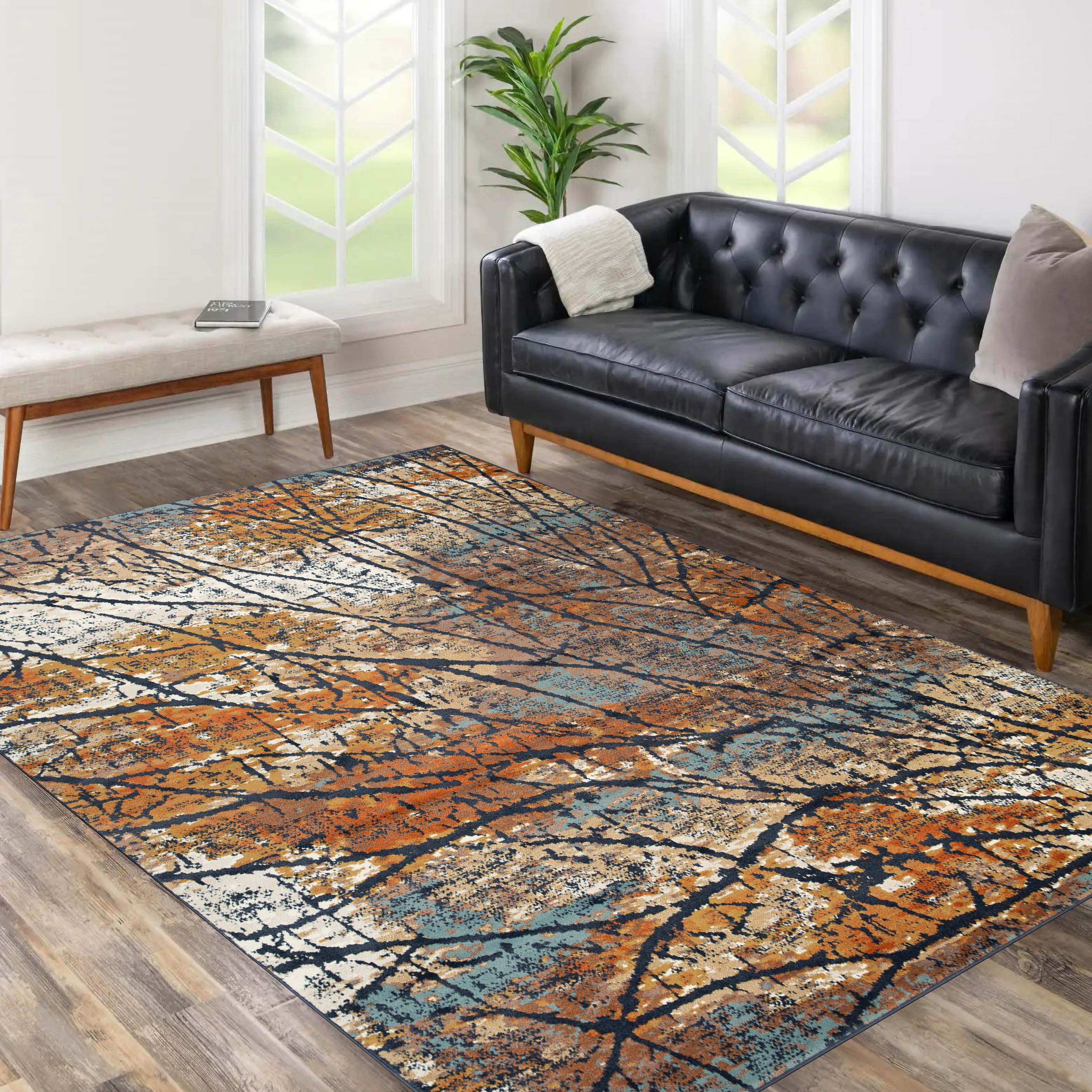 Fifi Modern Branches Indoor Area Rug or Runner - Soft Bohemian Style Carpet for Living Room, Bedroom, Hallway - Perfect for Home Decor & Cozy Spaces