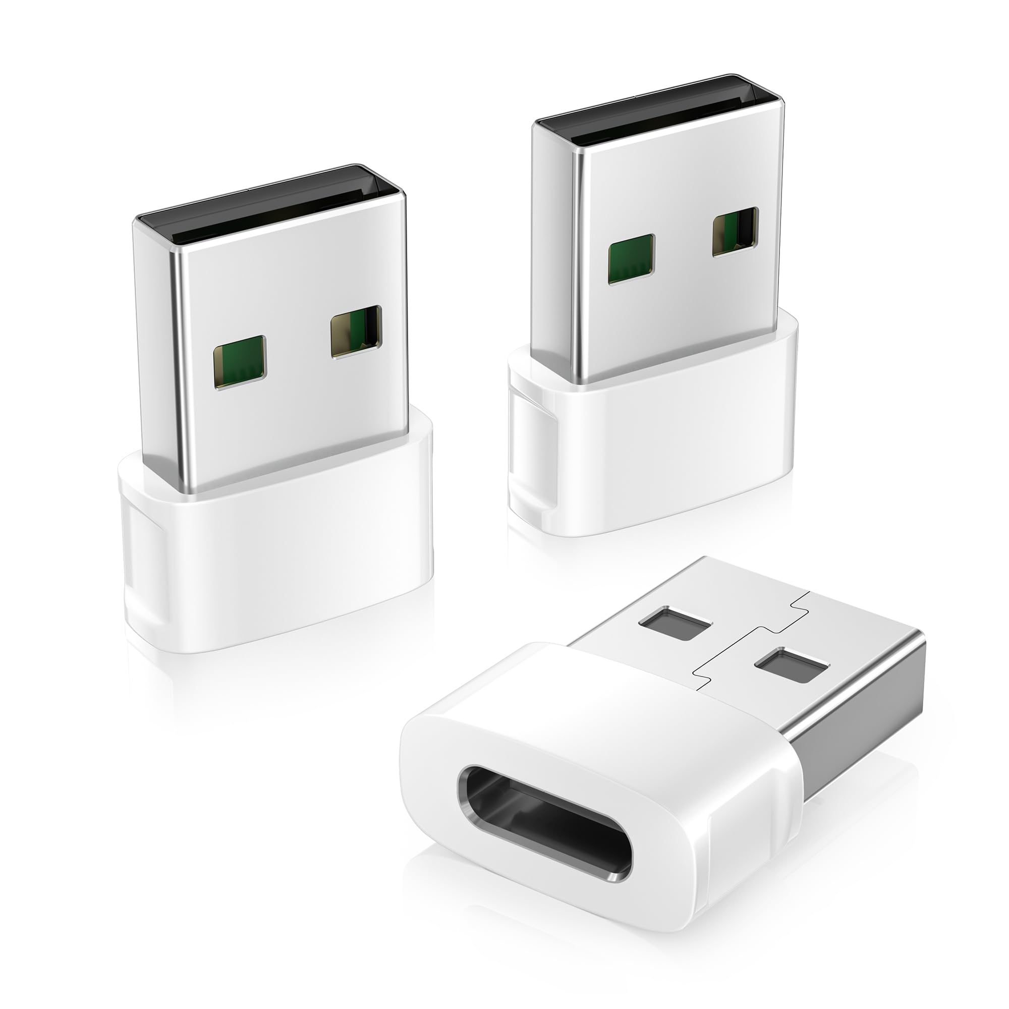 3-Pack USB to USB-C Adapter for Apple Watch Charger - Type C Female to A Male Converter Compatible with iPhone 16/16e/15/14 Pro Max, AirPods 4, iPad 9/Air 5/Mini 7, Samsung Galaxy S25/A54 - Perfect for Travel, Office & Home Charging