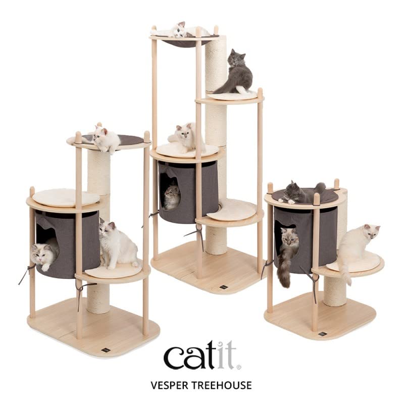 Catit Vesper Treehouse - Large Cat Tree Furniture for Indoor Cats with Scratching Posts & Perches - Perfect for Play, Rest & Climbing in Home or Apartment