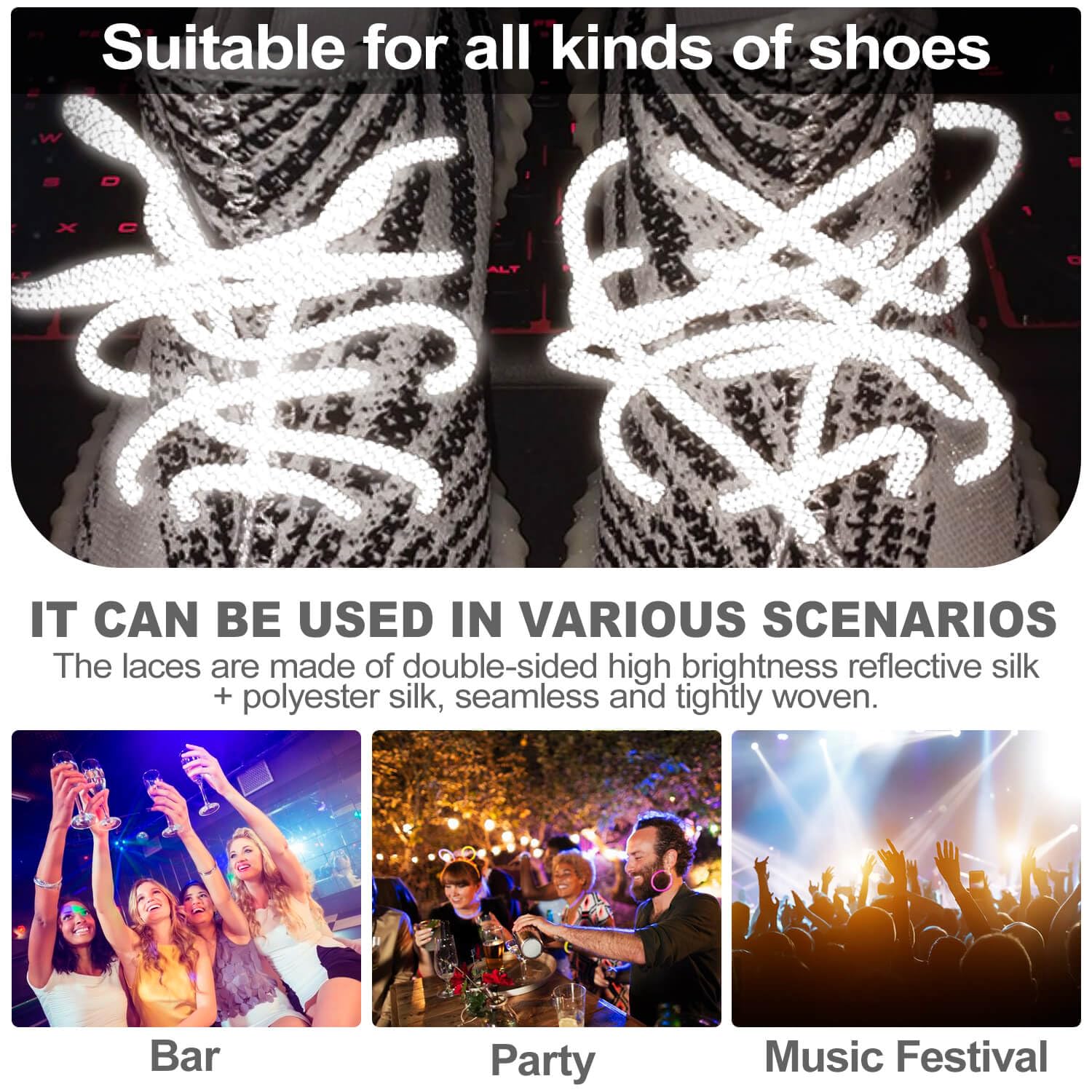 DELELE 2 Pairs Reflective Shoelaces - 4/25