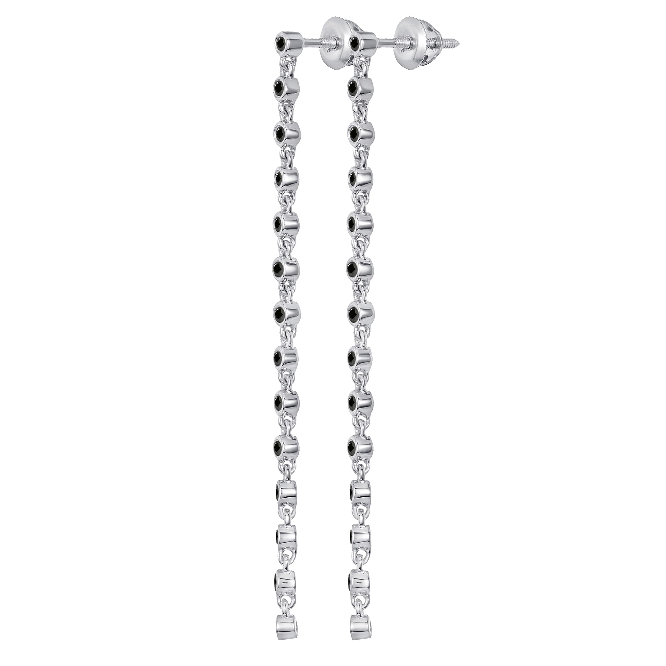 Dazzlingrock Collection 14K Gold Round Gemstone or Diamond Linear Bar Drop Earrings for Women - Elegant Party & Wedding Jewelry Gift