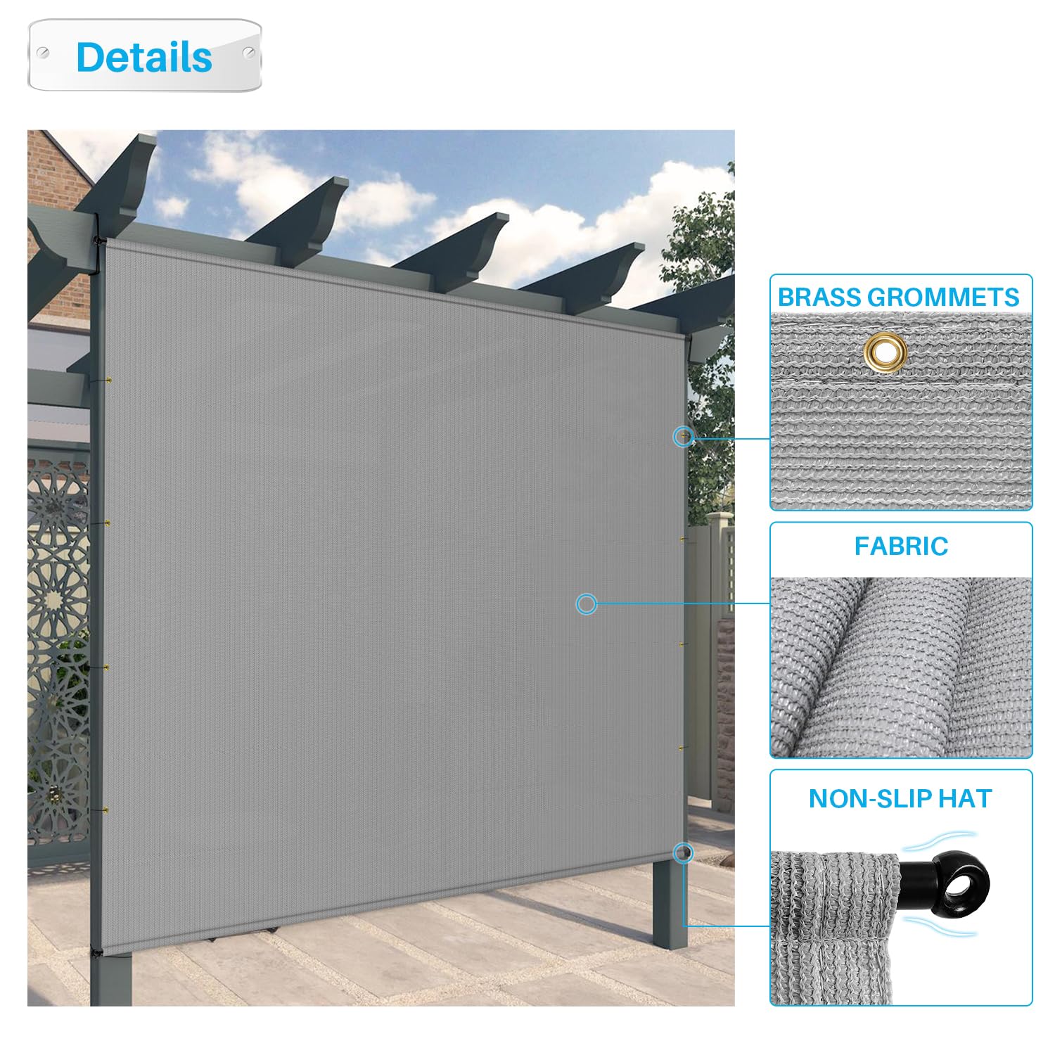 4' x 30' Pergola Canopy Replacement - UV Block Shade Cloth with Grommets & Weighted Rods for Patio, Deck, Backyard