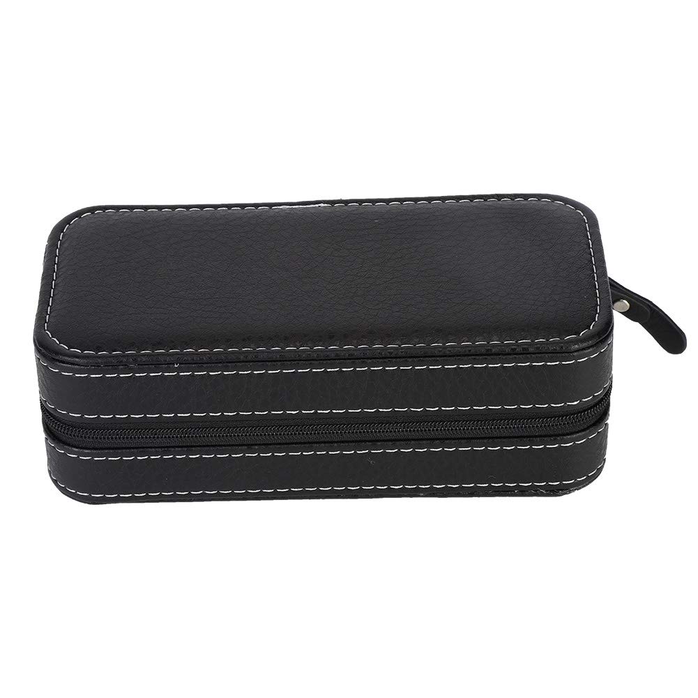 LZKW Black Watch Storage Case - Portable Travel Watch Organizer with 2 Grids Interlayer Design for Men's Jewelry | Perfect for Home, Business & Travel Accessories Storage