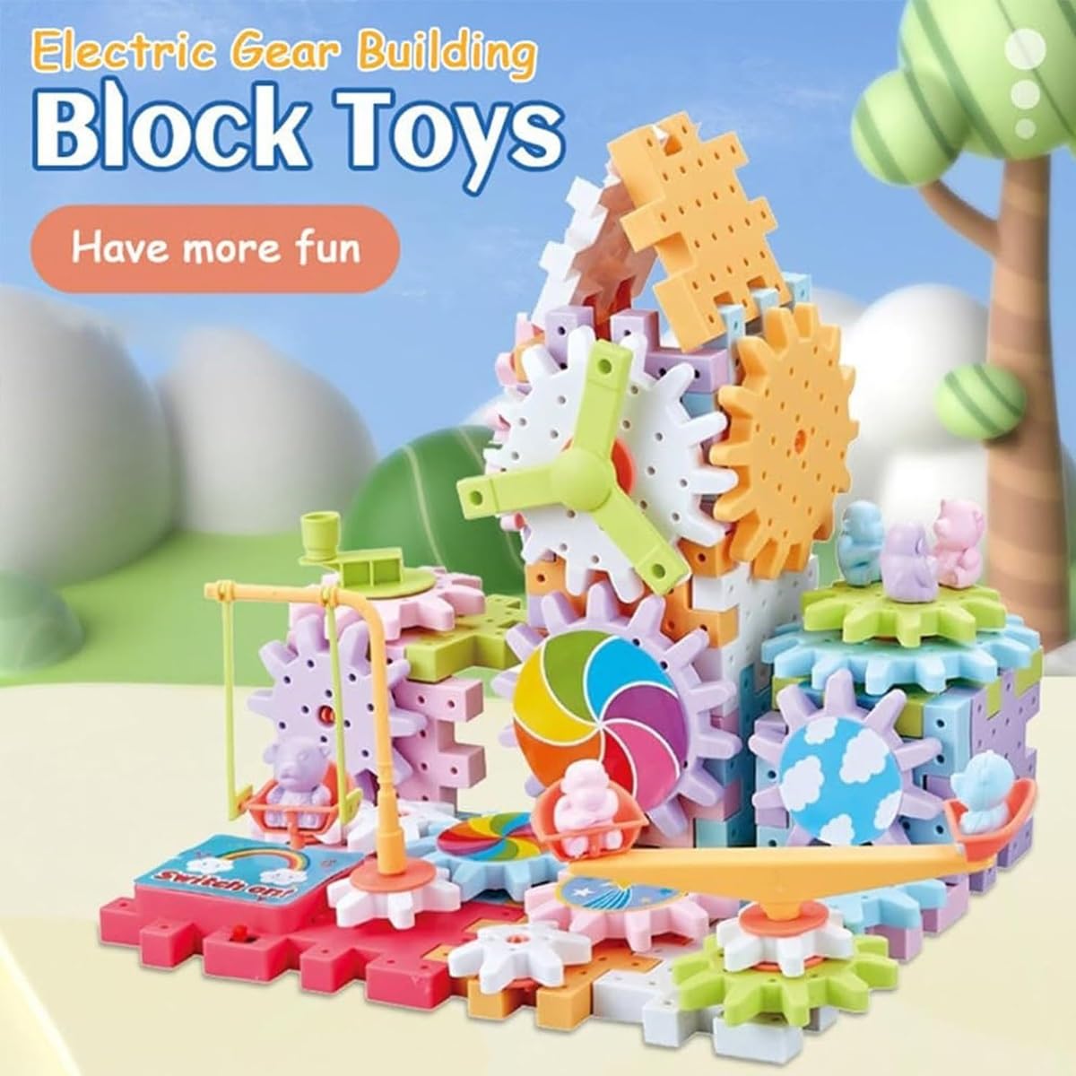 STEM Educational Electric Gears Building Blocks Toy Kit (263PCS) - DIY Rotating Mechanical Gears Construction Set for Kids - Perfect for Classroom STEM Learning, Home Play & Creative Engineering Projects