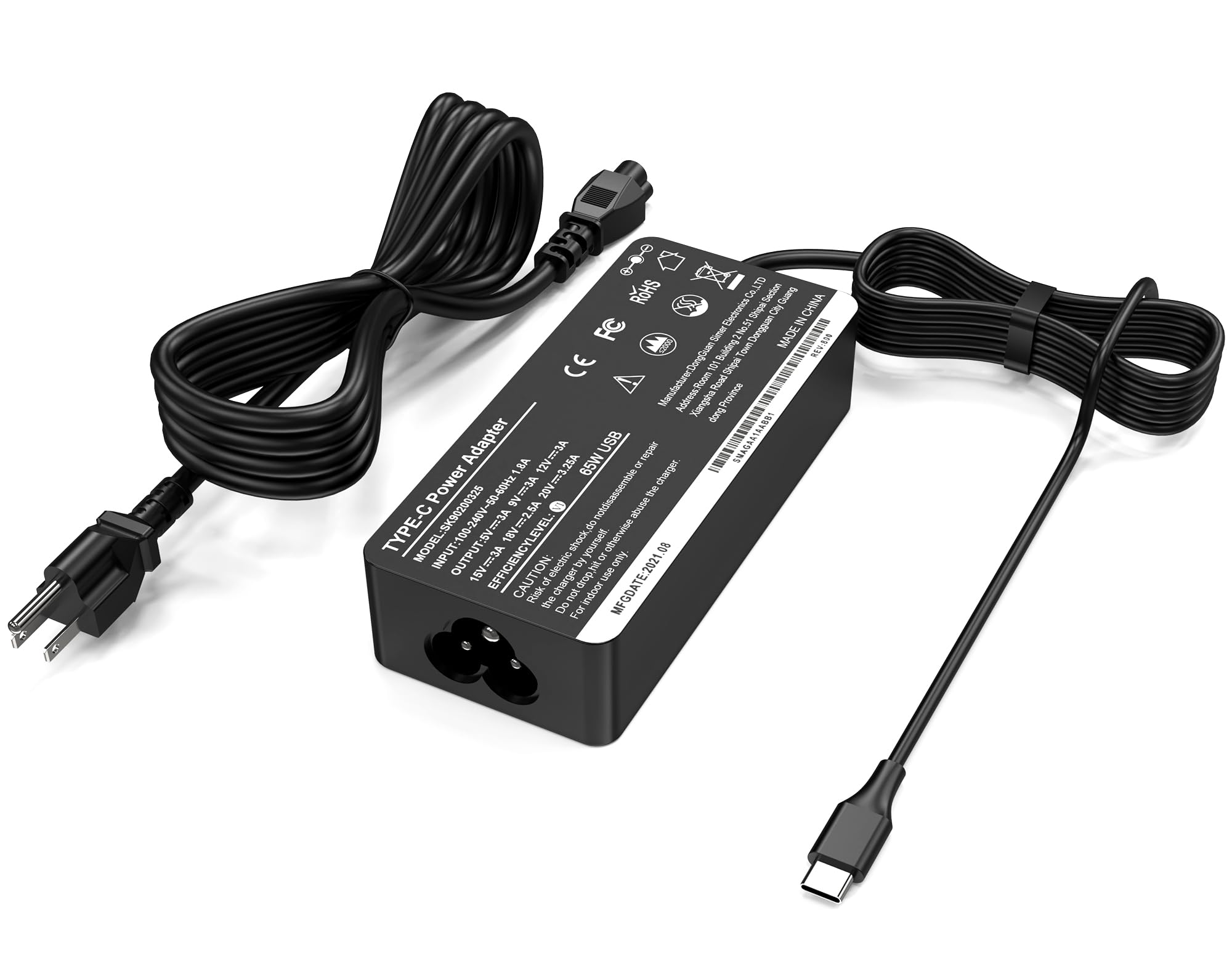 65W USB Type C Laptop Charger - Universal Fast Charging Adapter for Lenovo, HP, Dell, Acer, Asus, Samsung, Sony Chromebooks - Compact Power Supply Cord for Home, Office & Travel Use