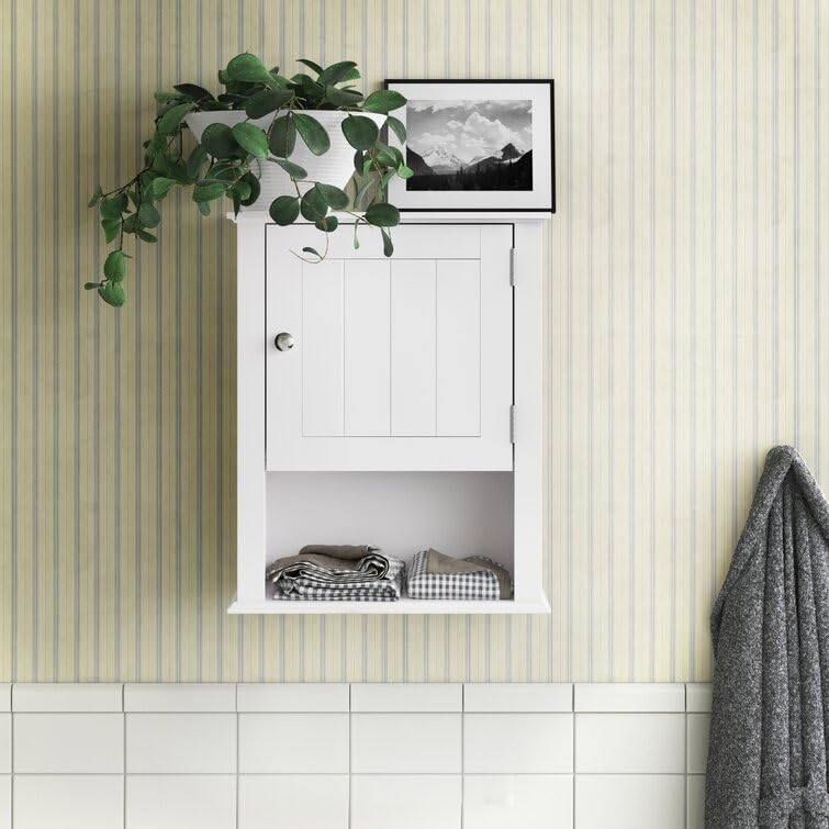 White Bathroom Wall Cabinet R75 - Modern Storage for Towels & Toiletries | Perfect for Small Bathrooms & Powder Rooms