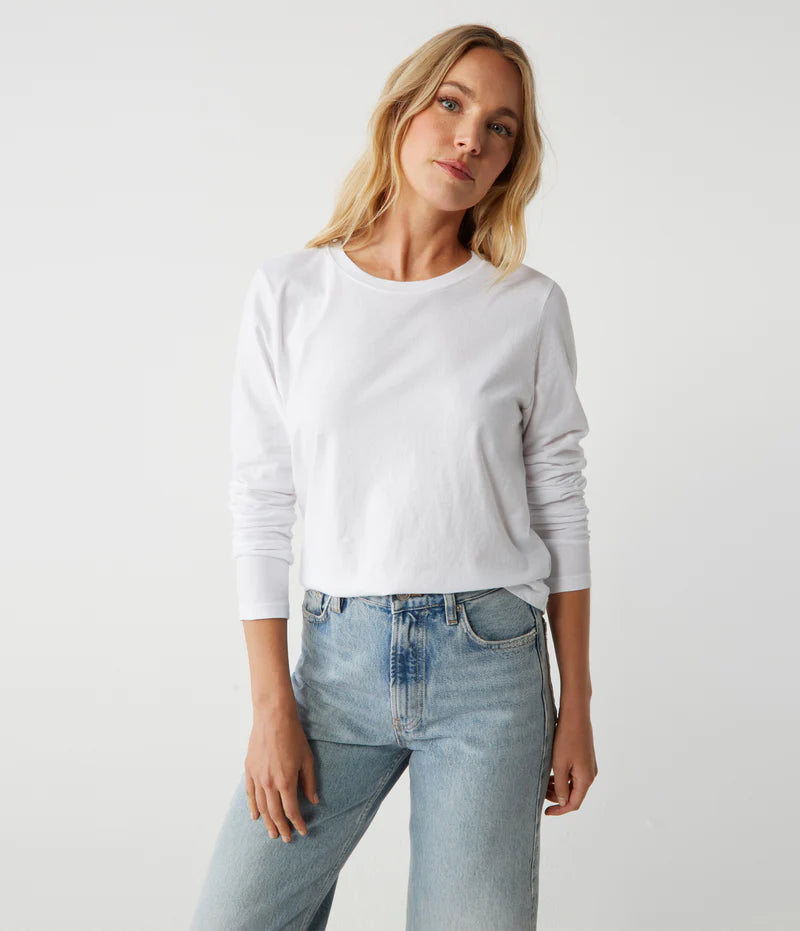 Clarissa Women's Long Sleeve Blouse - Soft Cotton White Tops for Work, Office & Casual Wear