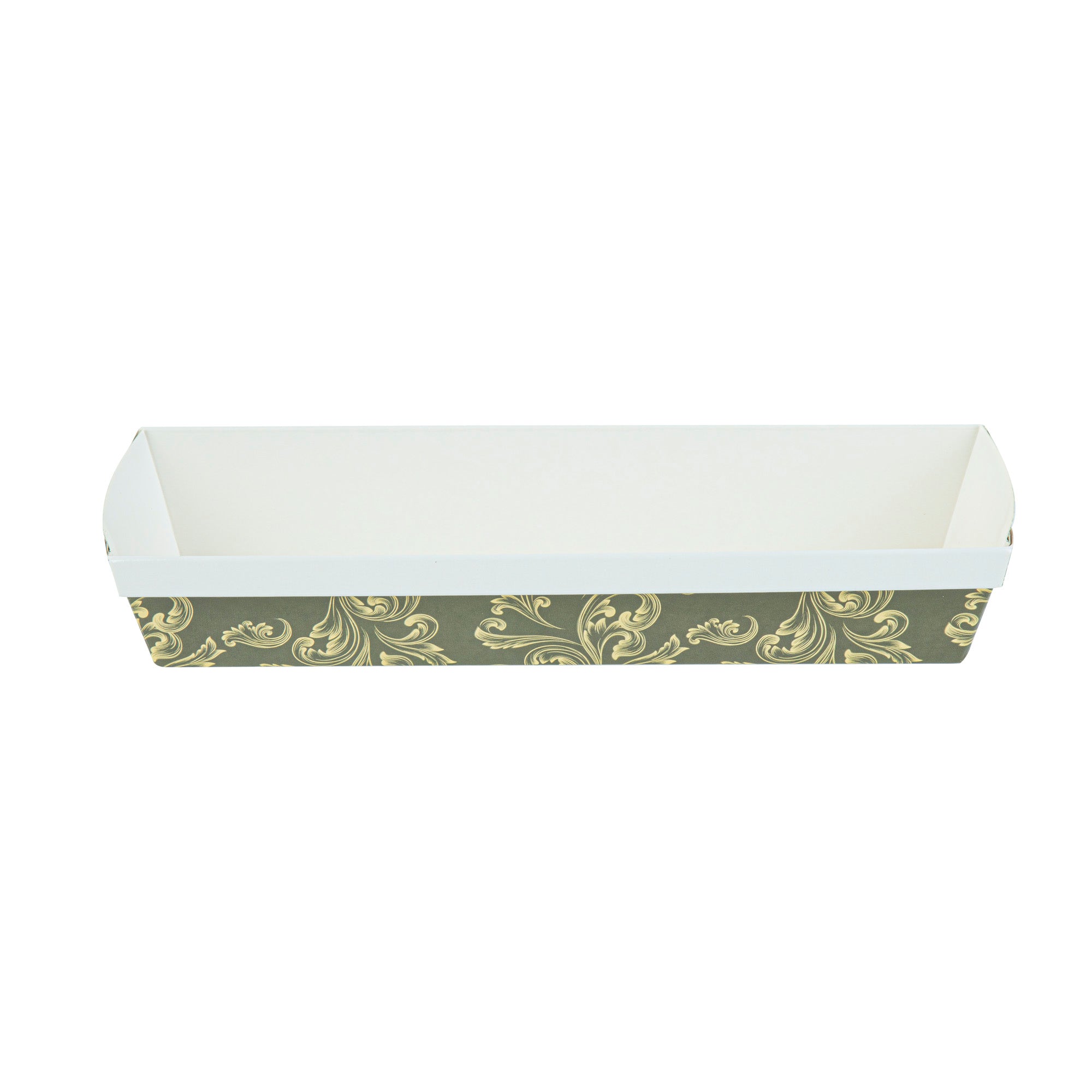 Bake Tek 32 oz Dark Green Vintage Floral Greaseproof Paper Loaf Pans - 11 x 3.25 x 2 Inches - 100 Count Box - Perfect for Baking Bread, Cakes & Holiday Treats