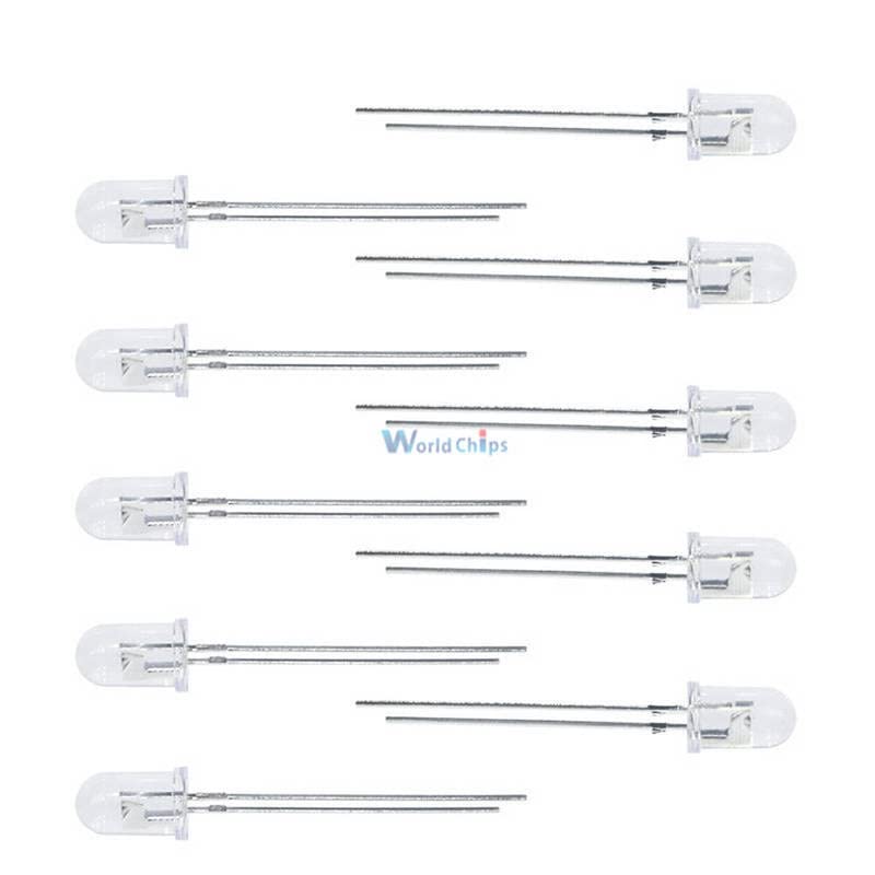 10Pcs 5mm 850nm IR Infrared LED Lamps for Night Vision Security Cameras, CCTV Systems, and DIY Electronics Projects