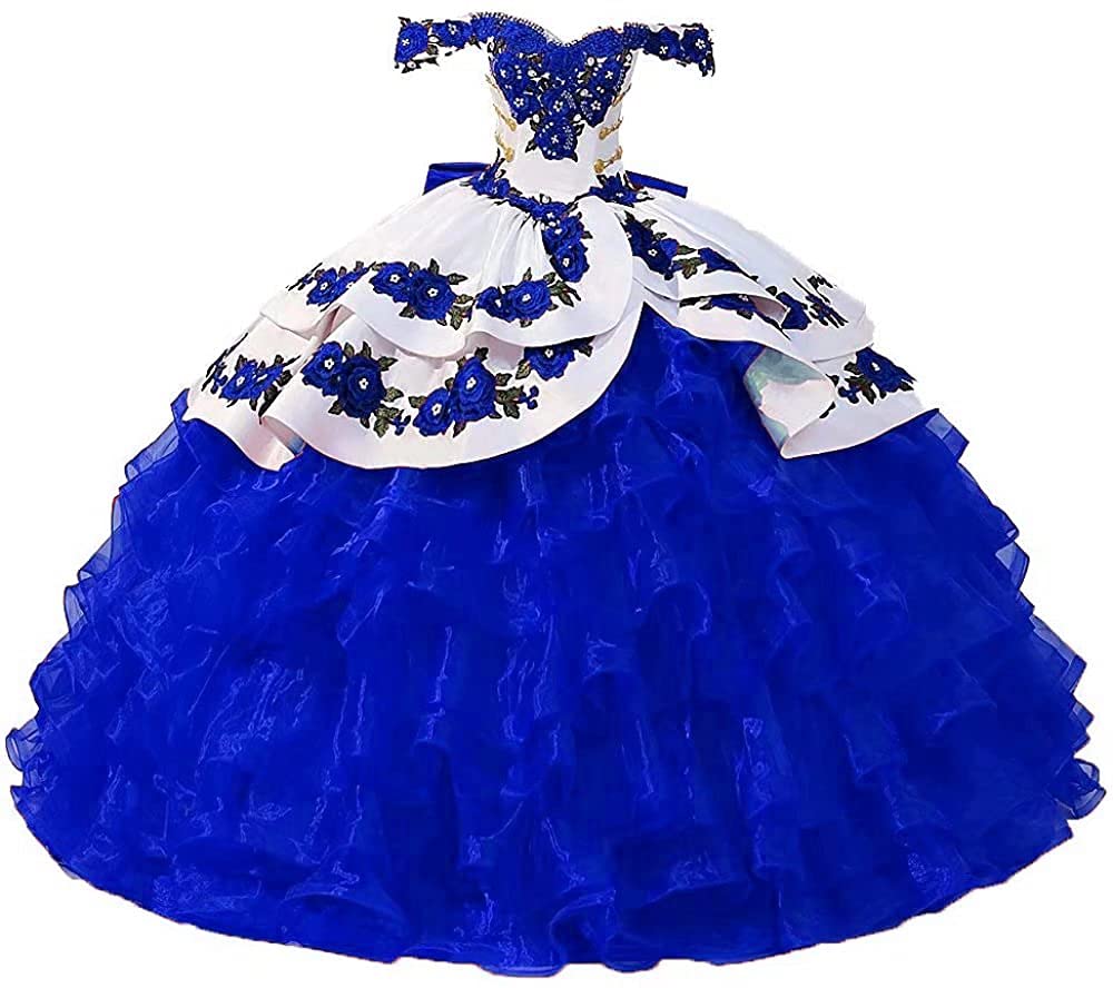 Beautyoung Luxurious Off Shoulder Embroidered Quinceanera Dress - Elegant Ball Gown with A-Line Ruffles & Long Train for Prom, Sweet 16, Homecoming, and Formal Events | Perfect for Weddings, Parties & Special Occasions