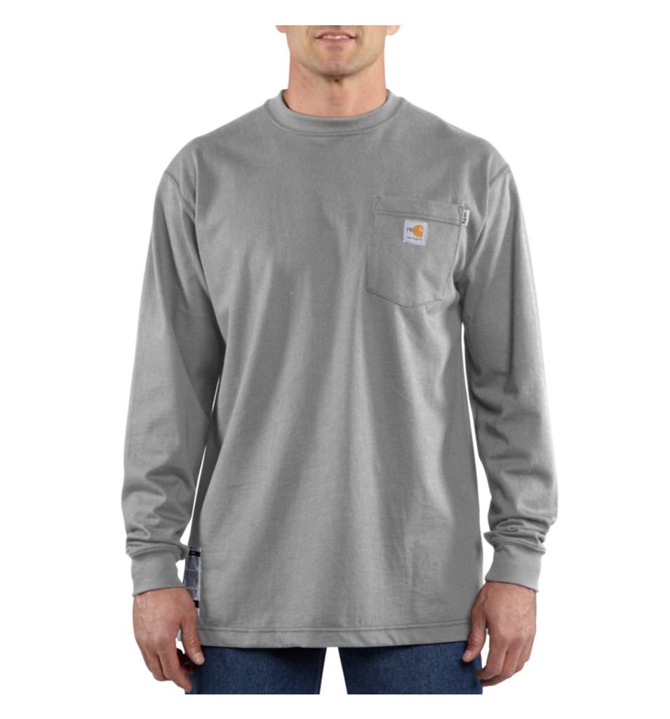 Carhartt Men's Flame Resistant FR Loose Fit Midweight Long Sleeve Pocket T-Shirt - Durable Workwear for Construction, Welding & Industrial Safety Use