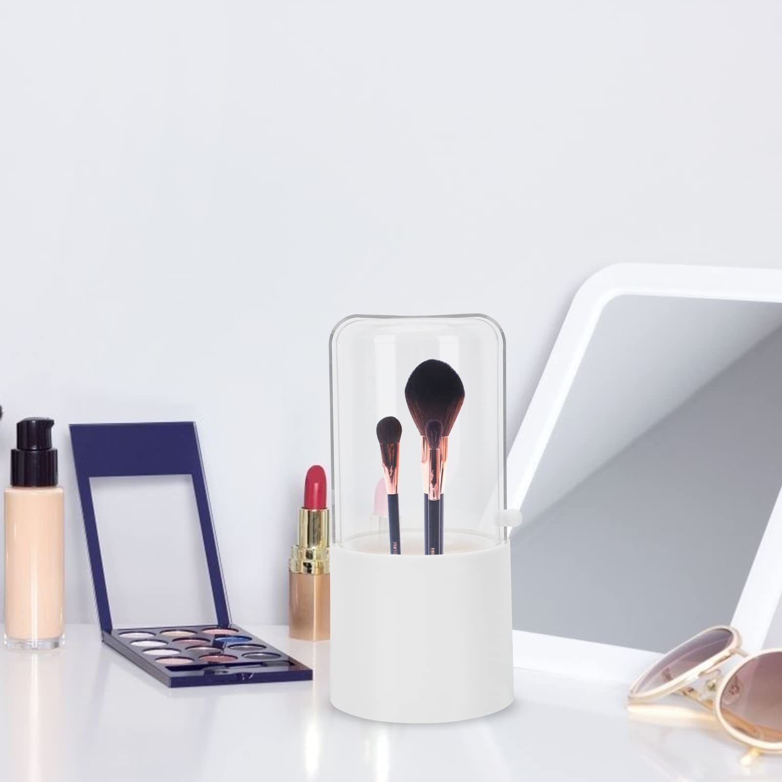 EXCLUZO 5-Piece Bathroom Organizer Set with Lids - Makeup Brush Holder & Cosmetic Storage Containers for Vanity, Travel, and Home Organization