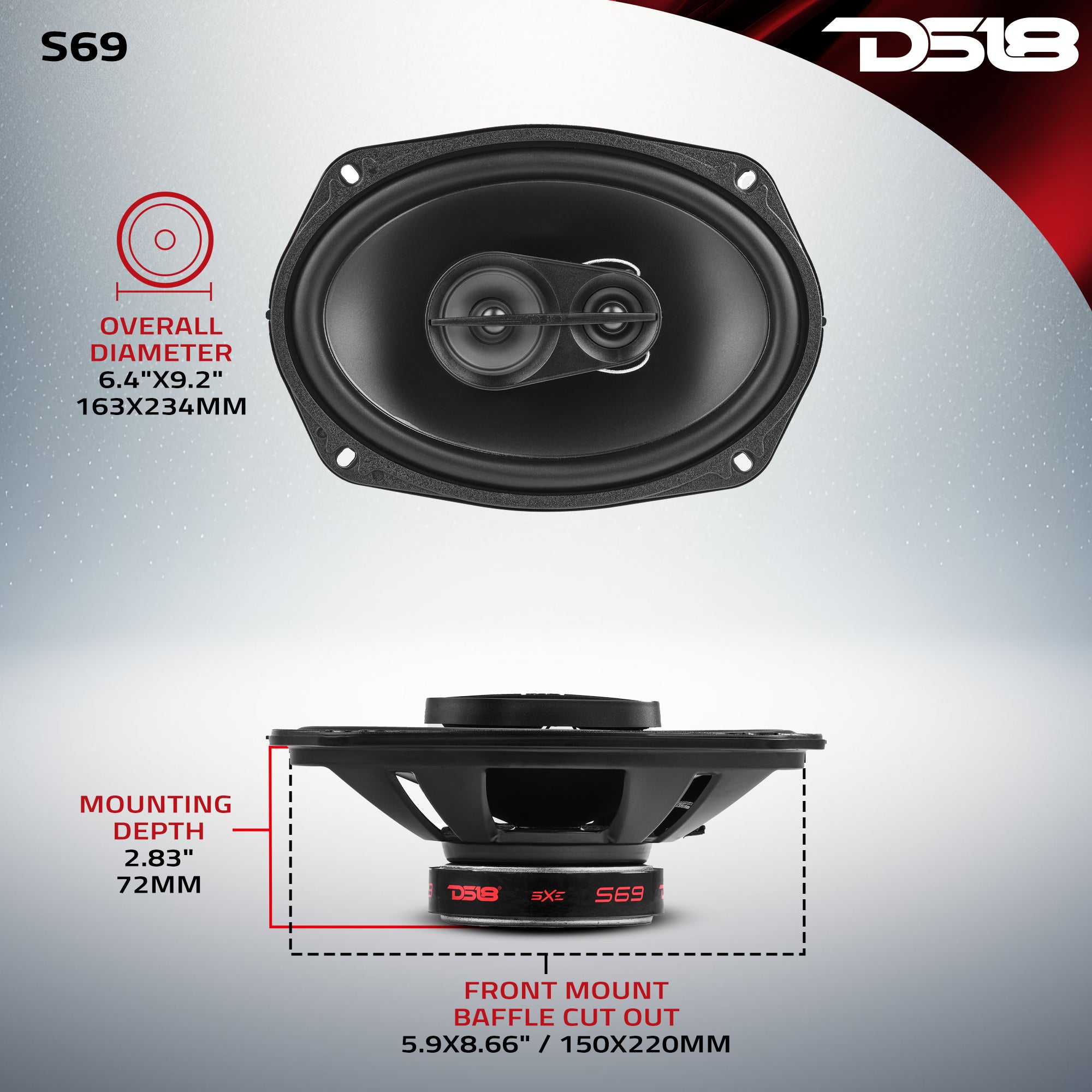 6x9 3-Way Coaxial Car Speakers 240W 4 Ohm - High Power Audio for Cars, Trucks & SUVs - Perfect for Upgrading Factory Stereo Systems