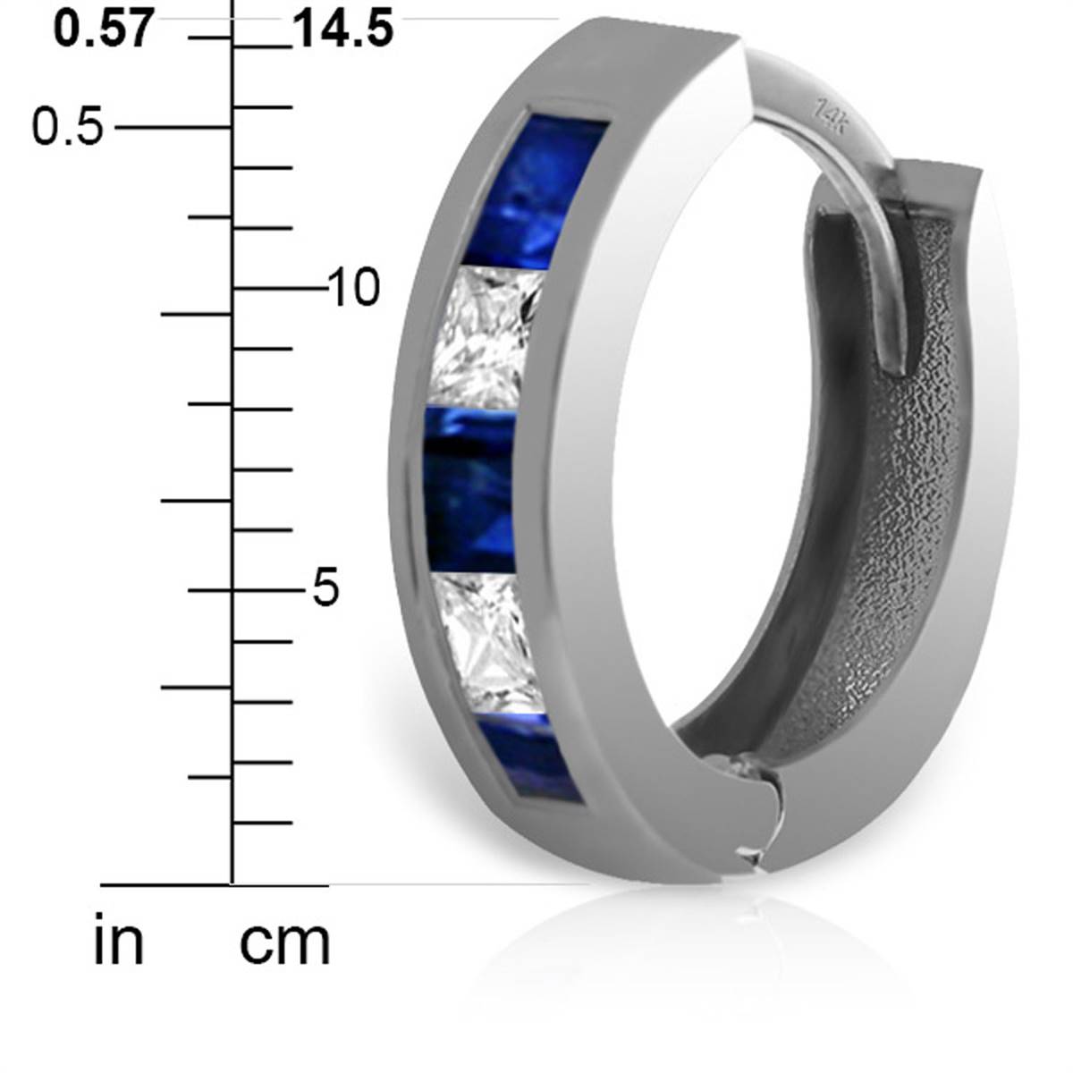 1.26 Carat 14K Solid White Gold Hoop Earrings with Natural Sapphire & White Topaz - Elegant Jewelry for Women, Perfect for Weddings, Parties & Special Occasions