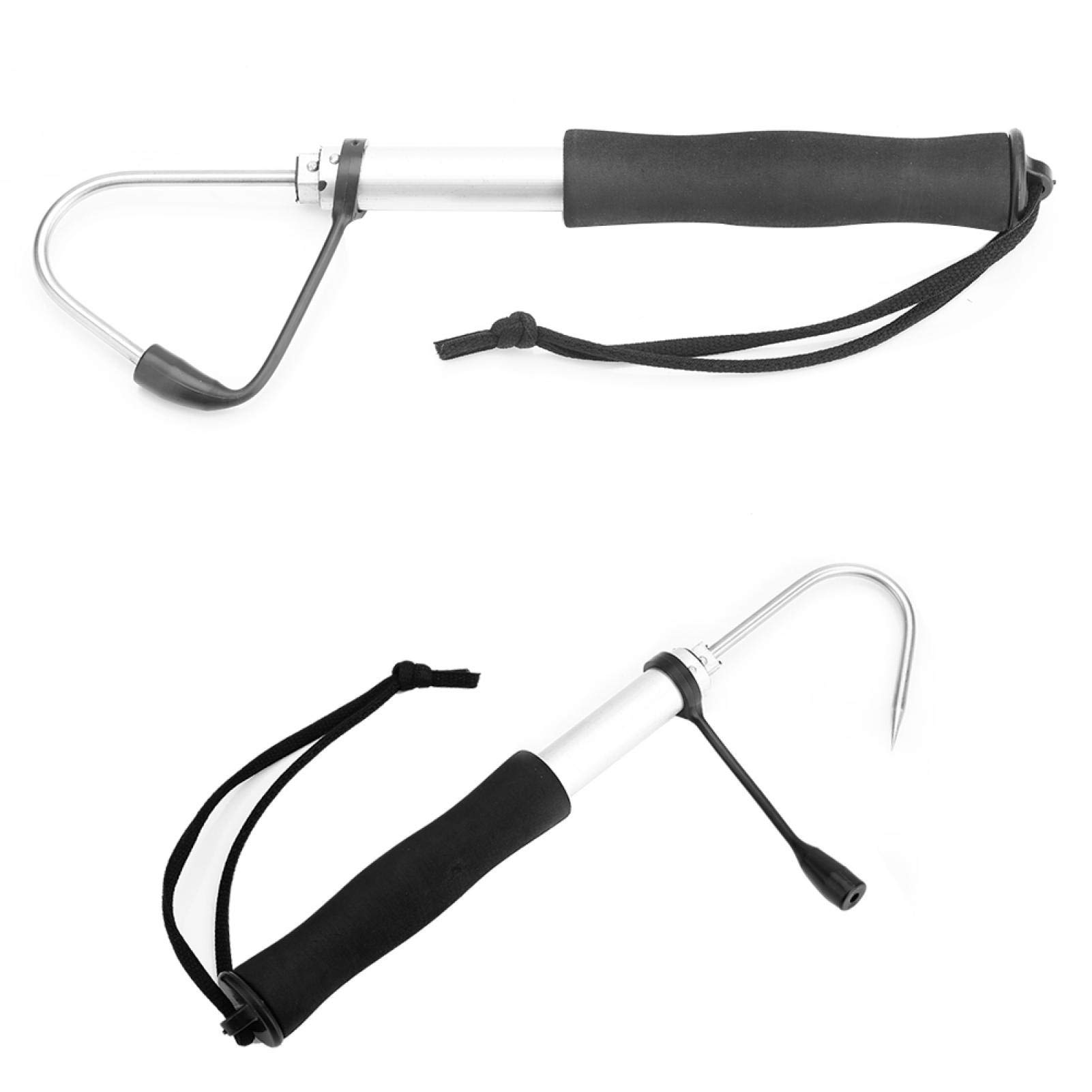 Retractable Aluminum Alloy Fishing Gaff Hook with Gripper - Heavy Duty Saltwater & Freshwater Fishing Tool for Boat, Kayak, and Shore Anglers - Perfect for Landing Big Fish Safely