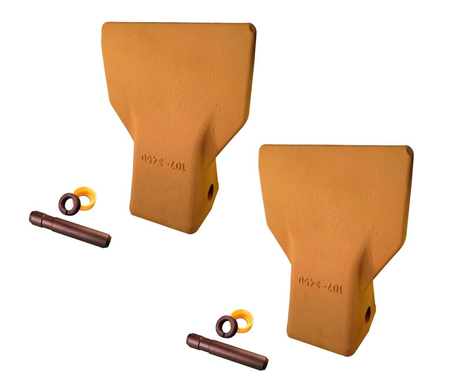 2-Pack Caterpillar J460 Style Bucket Flare Dirt Teeth & Pins (107-3450, T107-3450) - Heavy Duty Excavator Replacement Parts for Construction & Digging Work