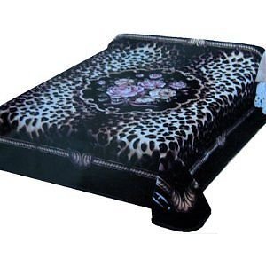 Solaron Korean Blanket Throw - Ultra Soft Plush Fleece Blanket for Queen Size Bed, Leopard Flower Print, Licensed Home Decor - Perfect for Cozy Nights, Living Room Lounging & Gift Giving