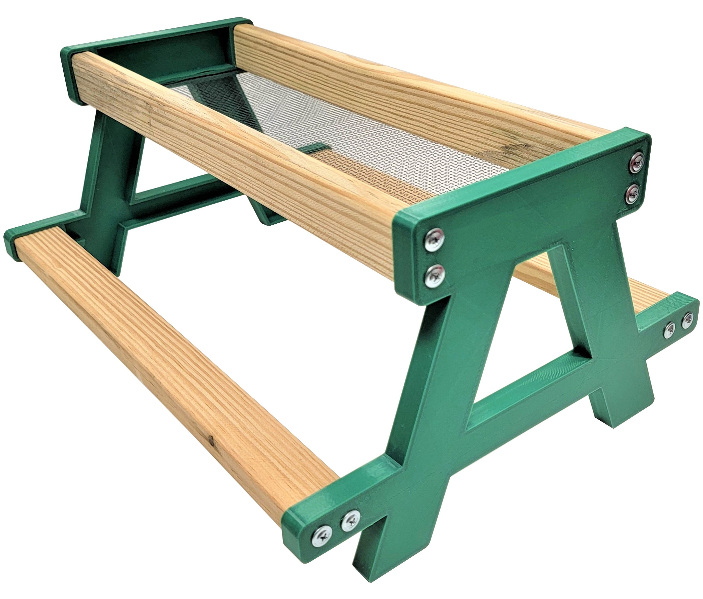16 Inch Long Green Chicken Picnic Table - Durable Outdoor Chicken Feeder Bench for Hens & Ducks - Perfect for Backyard Poultry, Farm & Garden Use