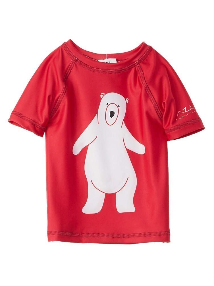 Azul RED Polar Bear Rashguard - UPF 50+ Sun Protection Swim Shirt for Kids & Adults - Perfect for Swimming, Surfing, and Beach Activities