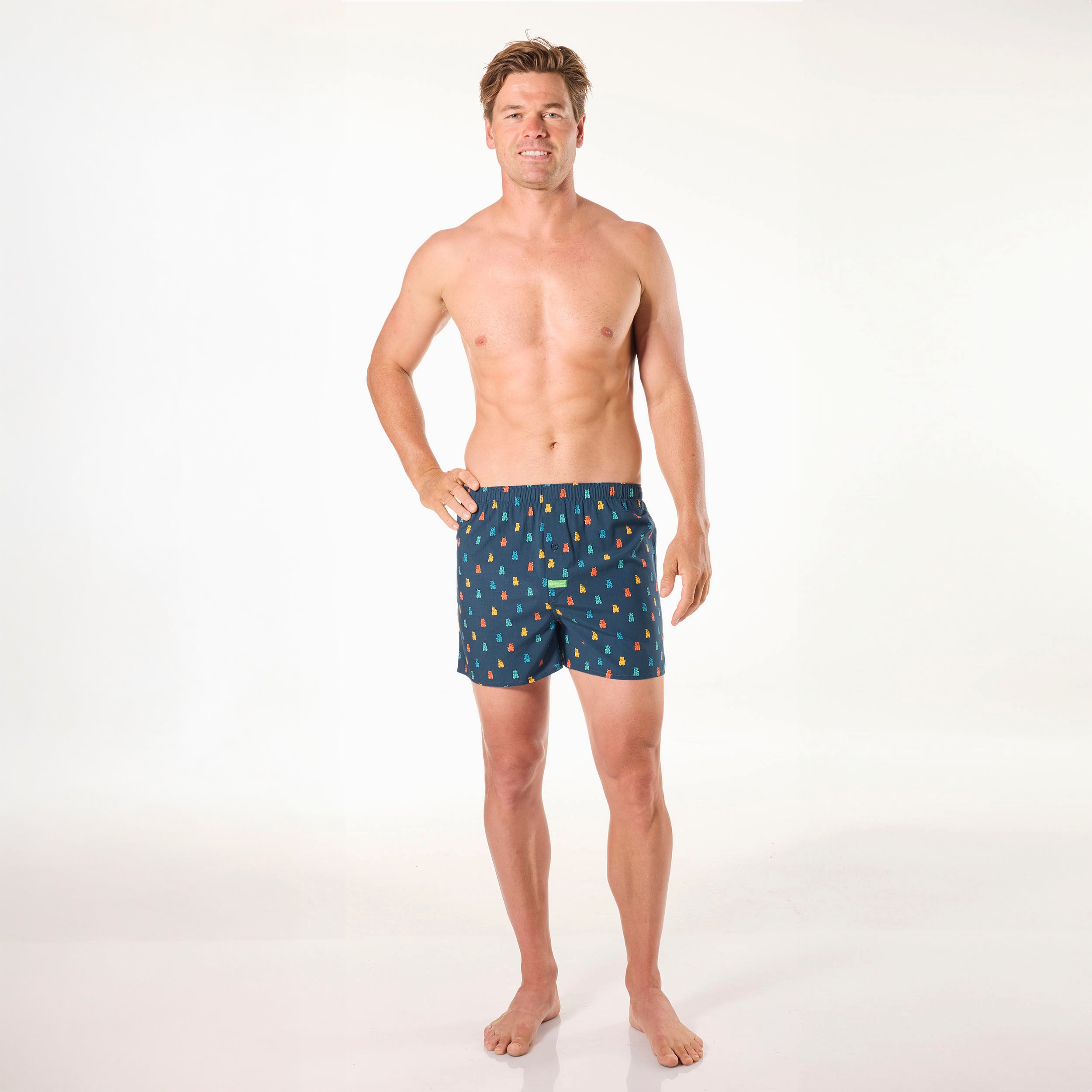 Men's Candy Bear Cotton Boxer Shorts - Soft Breathable Underwear for Comfort & Style - Blue - Perfect for Sleep, Lounge & Everyday Wear