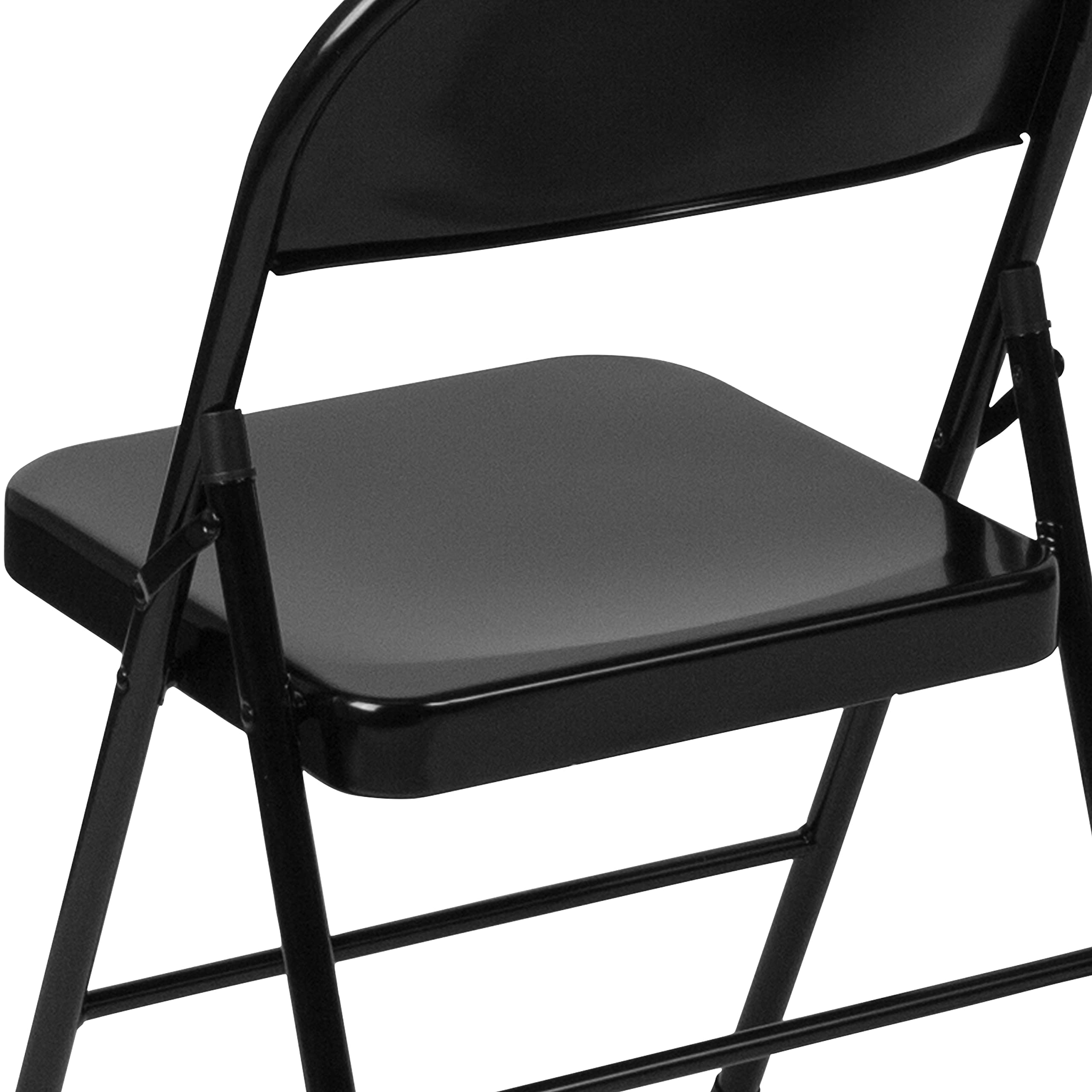Flash Furniture HERCULES Series Heavy Duty Black Metal Folding Chair - Double Braced for Extra Strength - Perfect for Events, Parties, and Home Use