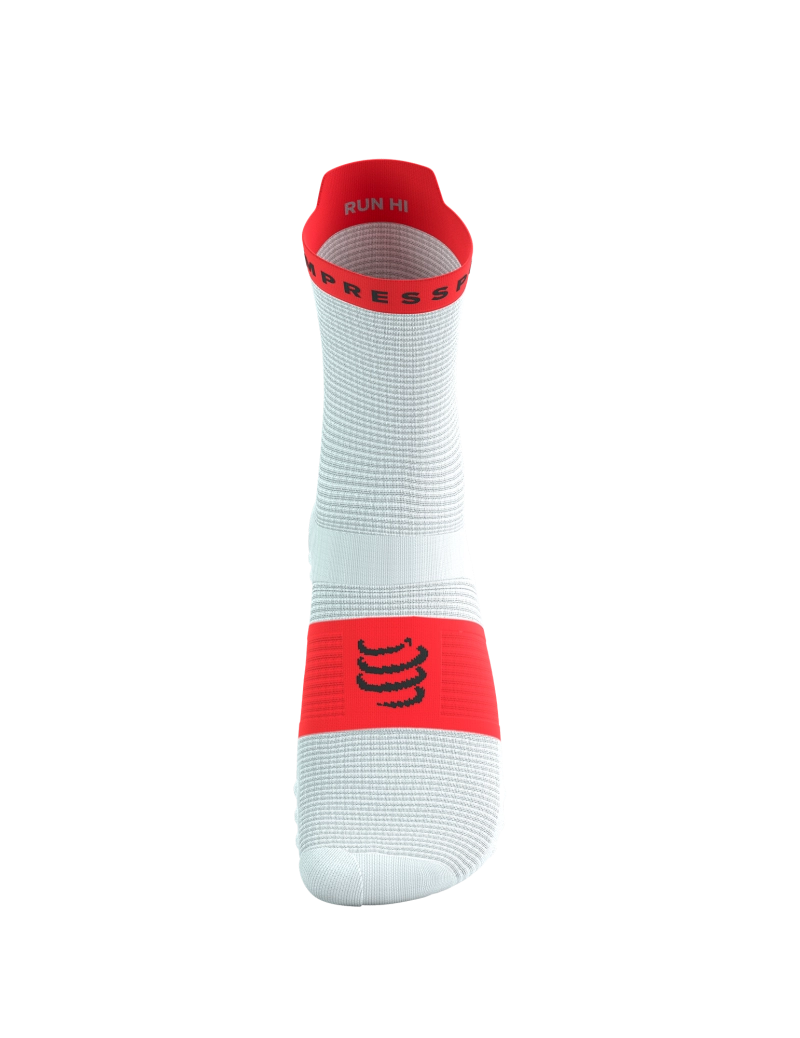 Compressport Unisex Pro Racing Socks v4.0 - High Performance Running Socks for Men & Women - White/Fluo Red - Ideal for Marathon, Triathlon & Long Distance Running