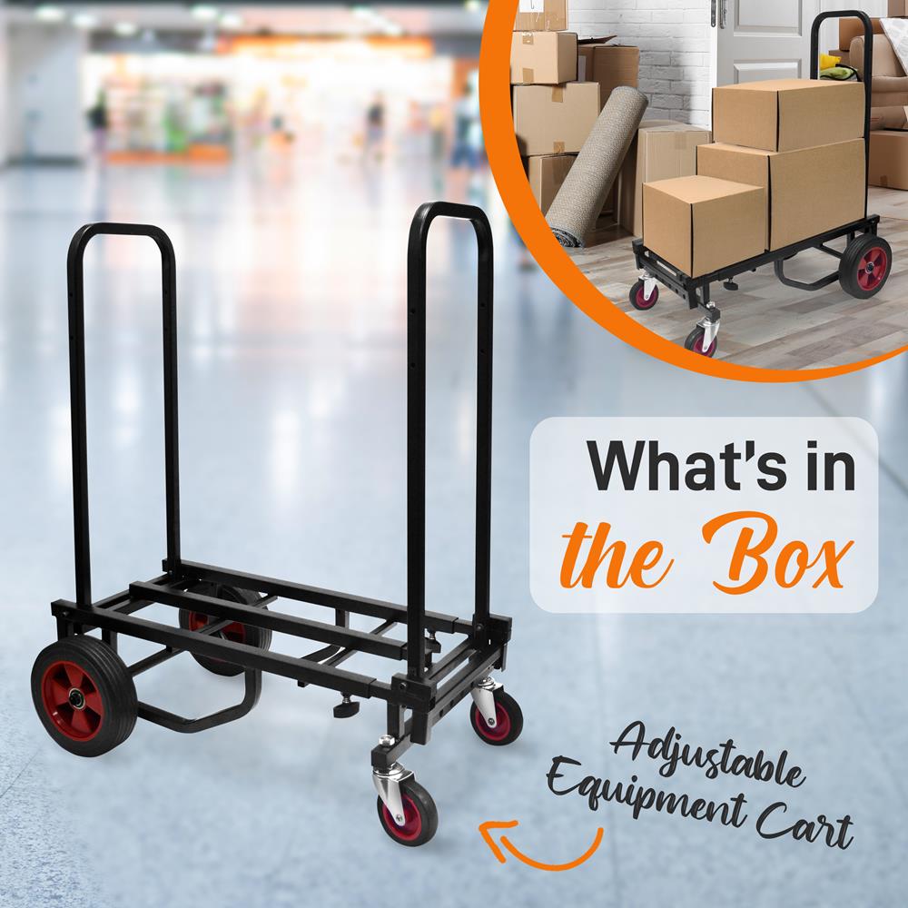 Adjustable Equipment Cart - Heavy Duty Mobile Utility Cart with Locking Wheels for Workshop, Garage, and Industrial Use