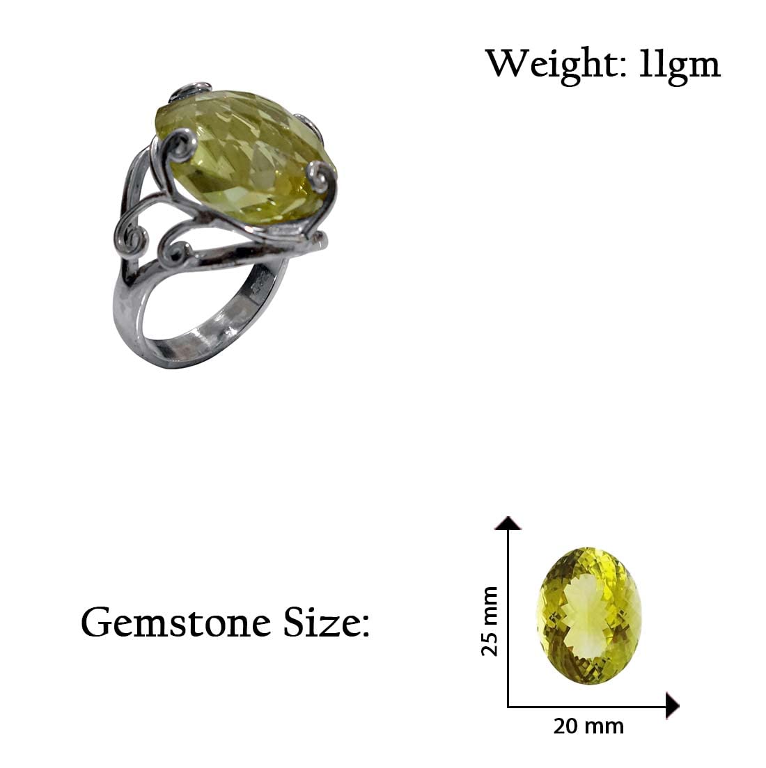 Lemon Quartz Gemstone Ring for Women & Men - 925 Sterling Silver Handmade Jewelry | Elegant Fashion Accessory for Parties, Weddings & Everyday Wear