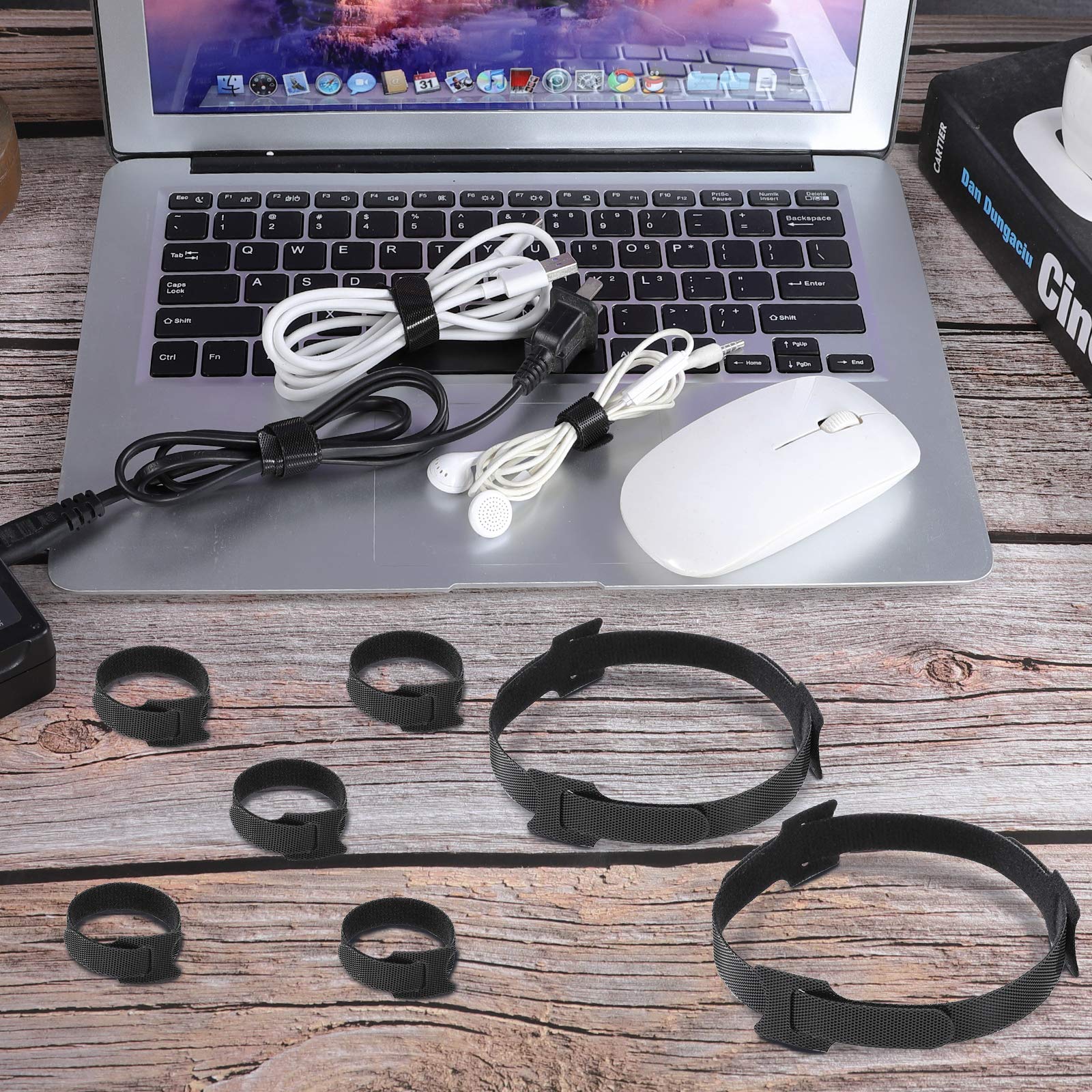 100 Pack 6-Inch Reusable Fastening Cable Ties - Black Cord Organizer for Home Office, Electronics, and DIY Cable Management