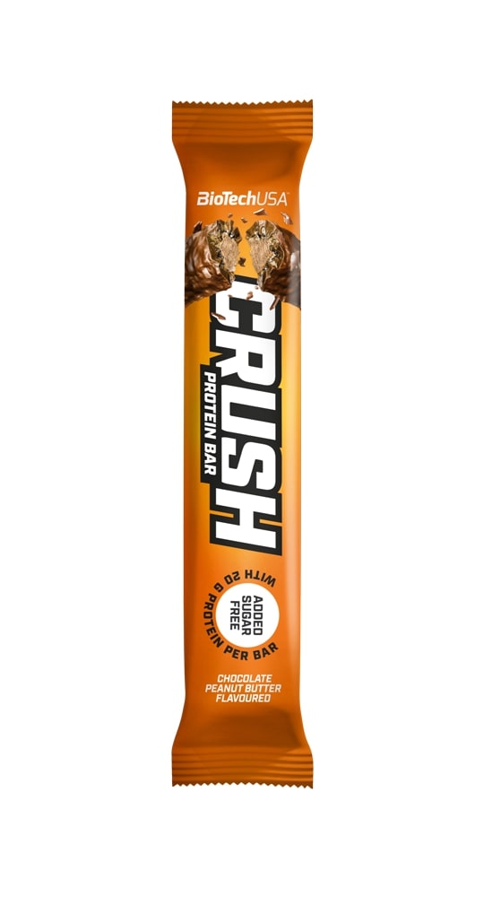 BioTechUSA Crush Bar - Chocolate Peanut Butter Protein Snack (12 Bars x 64g) | High Protein Energy Bar for Gym, Hiking & Healthy On-the-Go Nutrition
