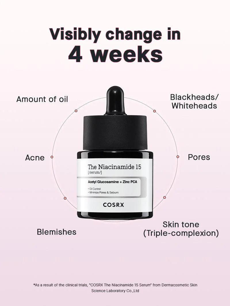 COSRX The Niacinamide 15 Serum 20ml - Brightening & Hydrating Face Serum for Dark Spots & Pores - Perfect for Daily Skincare Routine & Acne-Prone Skin