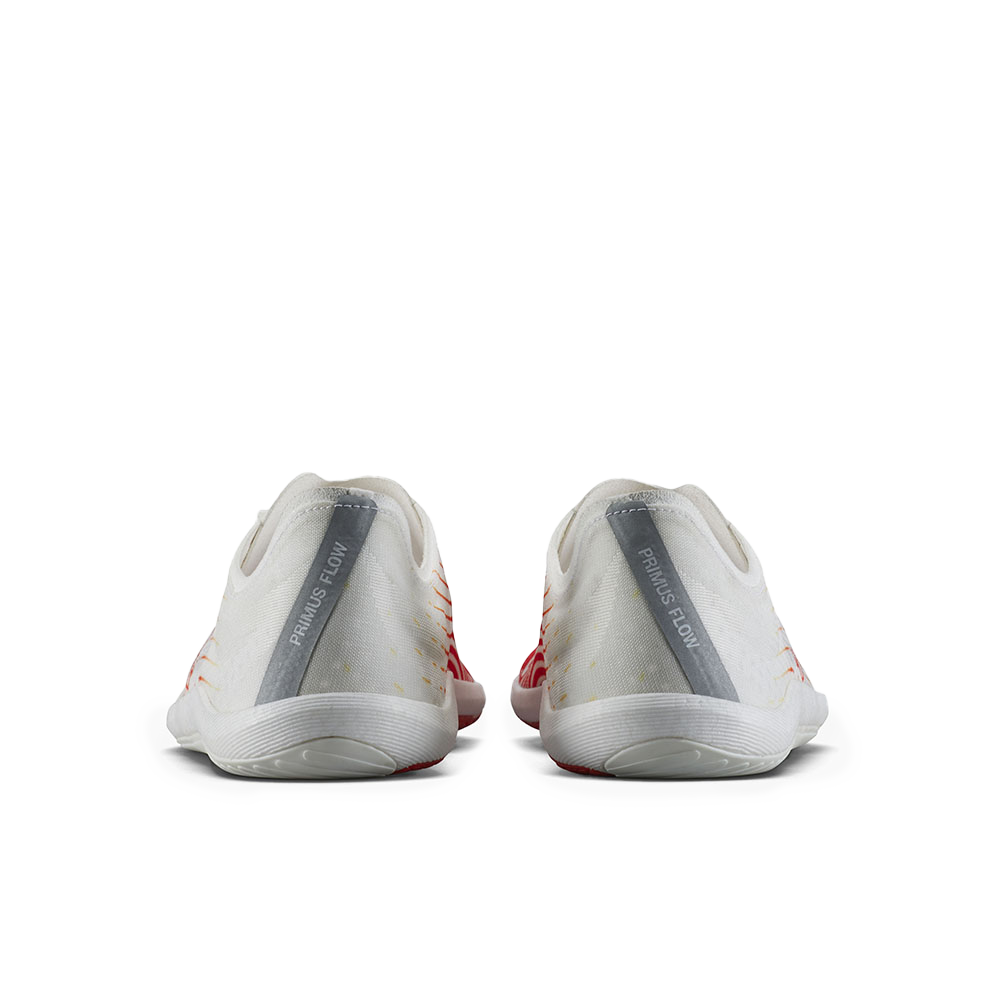 Vivobarefoot Primus Flow Men's Barefoot Shoes - Bright White & Neon Orange - Lightweight Minimalist Running & Gym Training Shoes for Natural Movement