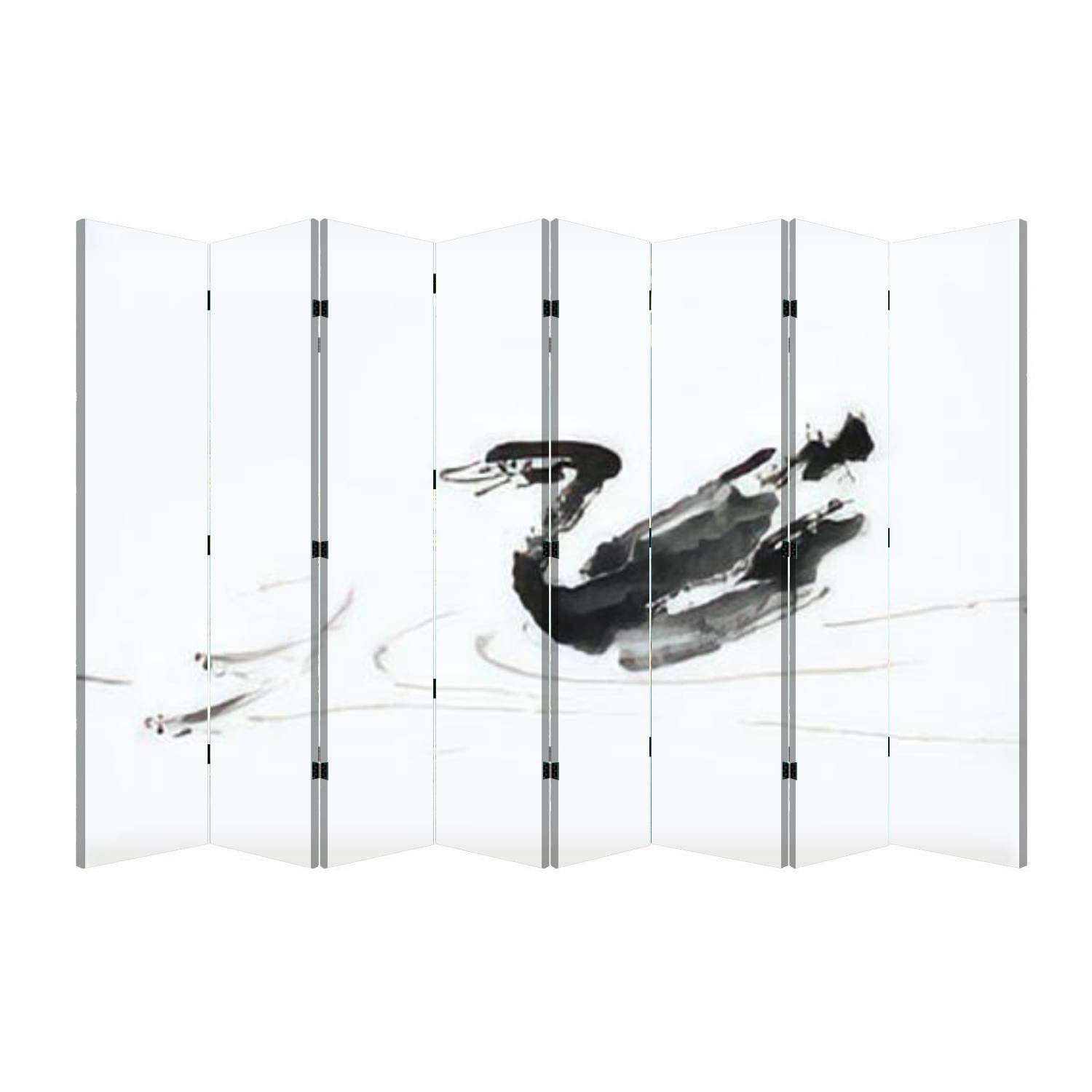 Freestanding Room Divider with Chinese Ink Wash Painting - 8-Panel Foldable Privacy Screen for Home & Office | Perfect for Living Rooms, Bedrooms, and Open Spaces
