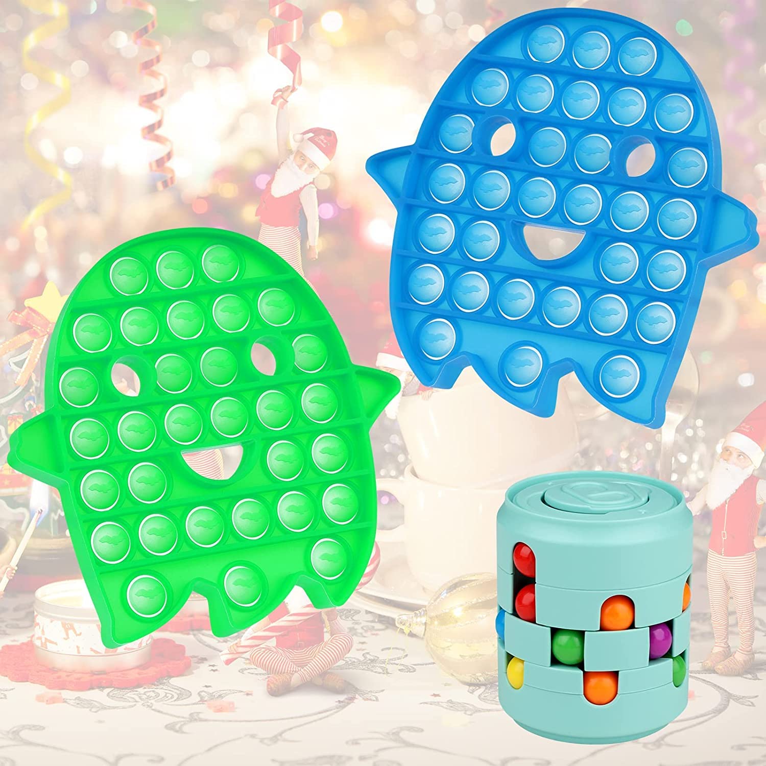 Simple Dimple Fidget Toys Pack - Sensory Stress Relief & Anti-Anxiety Silicone Bubble Popper Game for Kids, Adults - Perfect for Office, School, Halloween & Birthday Gifts - Fun Stress Relief Toys for Anxiety, Focus and Relaxation