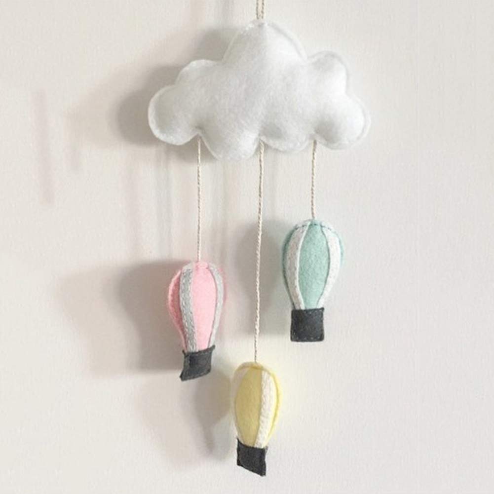 Kids Room Hanging Decor - Cloud & Hot Air Balloon Nursery Mobile for Baby Crib, Bed Canopy & Tent Pendant | Gender Neutral Nursery Decor for Boys & Girls | Perfect for Baby Showers, Birthday Gifts & Room Makeovers